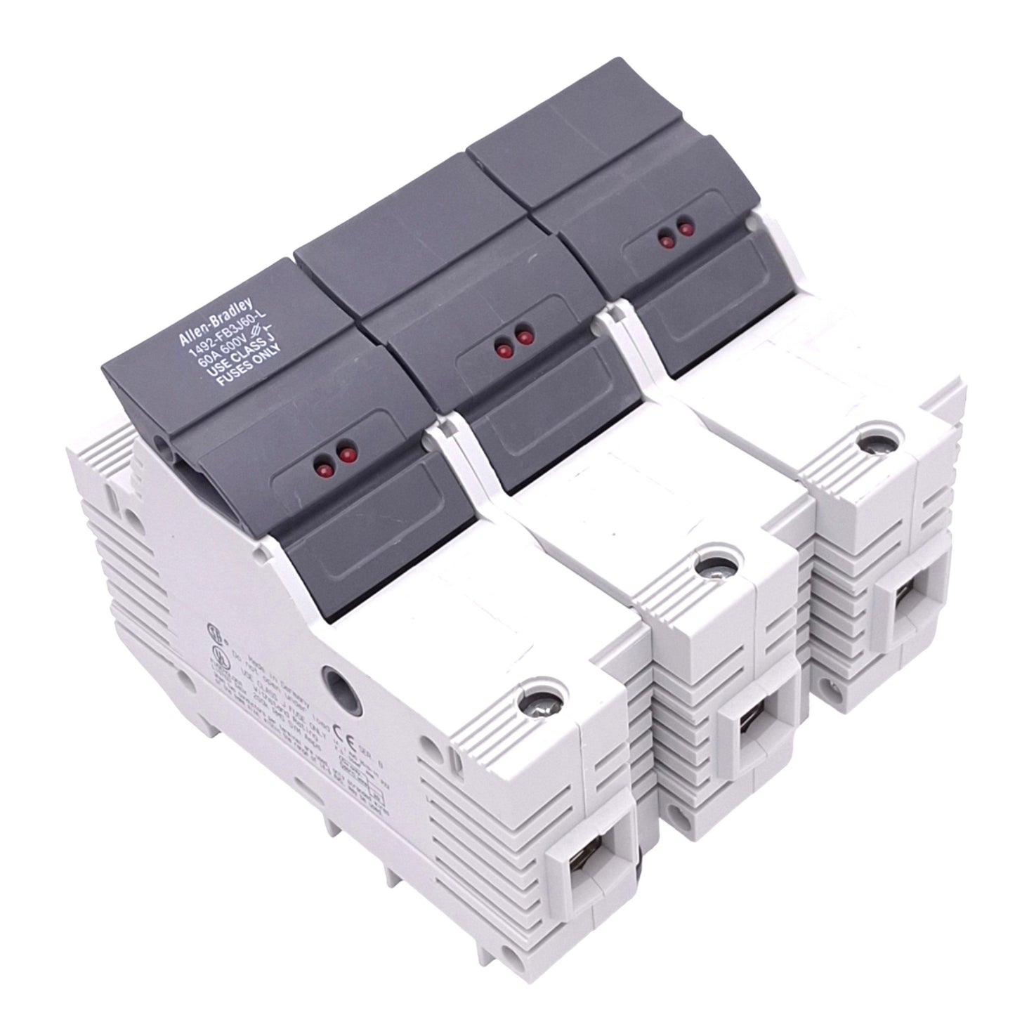 Used Allen Bradley 1492-FB3J60-L Fuse Holder, 3-Pole, 60A 600V, Class J, DIN Rail