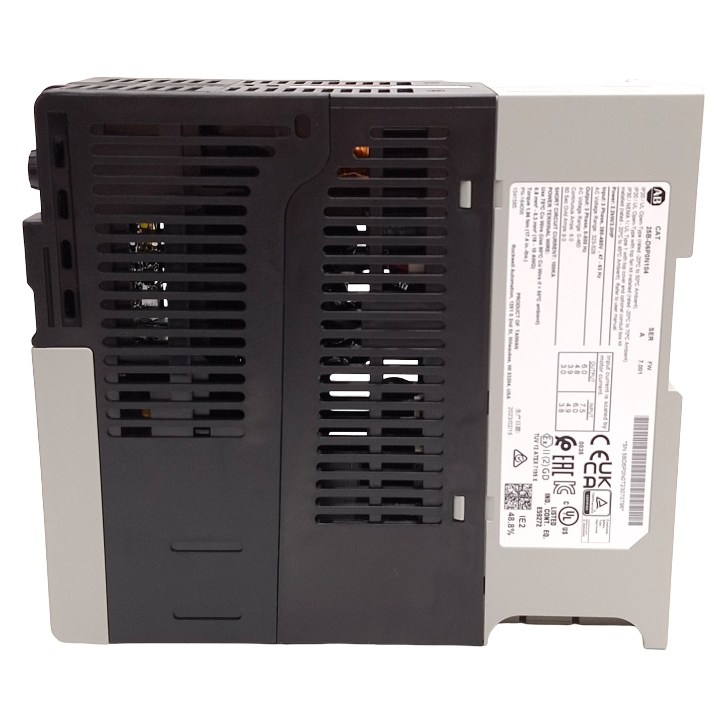 New Allen Bradley 25B-D6P0N104 PowerFlex 525 AC Drive 2.2kW/3HP, 6A, 3Ø 460VAC 500Hz