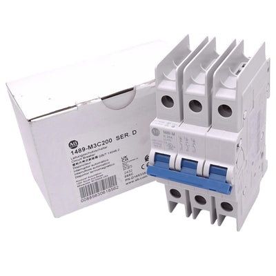 New Allen Bradley 1489-M3C200 Circuit Breaker, 3-Pole 20A, 480Y/277VAC, C-Curve