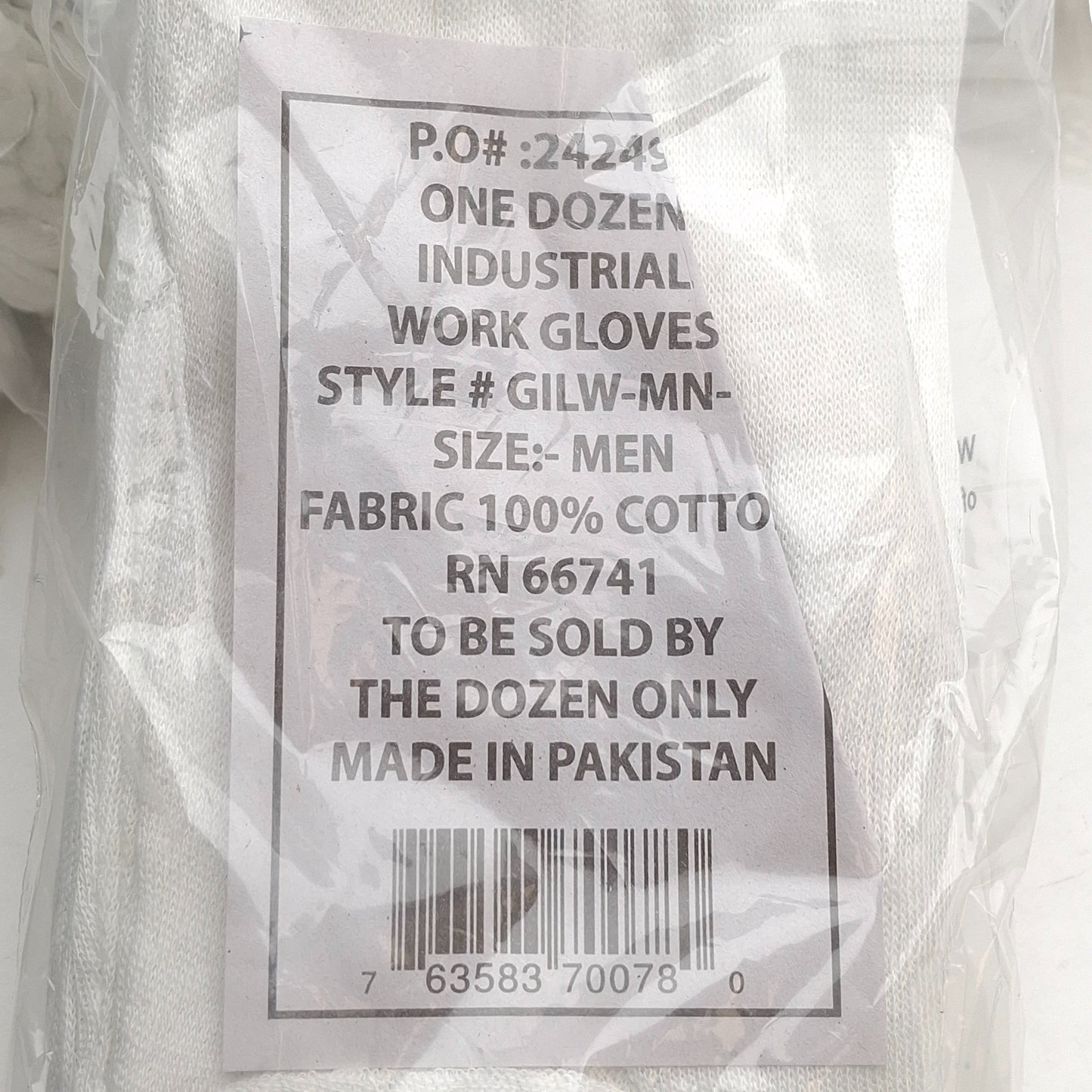 Open box Lot of 180 Pair of Safety Zone GILW-MN-1P Men's Cottons Inspection Glove, Large