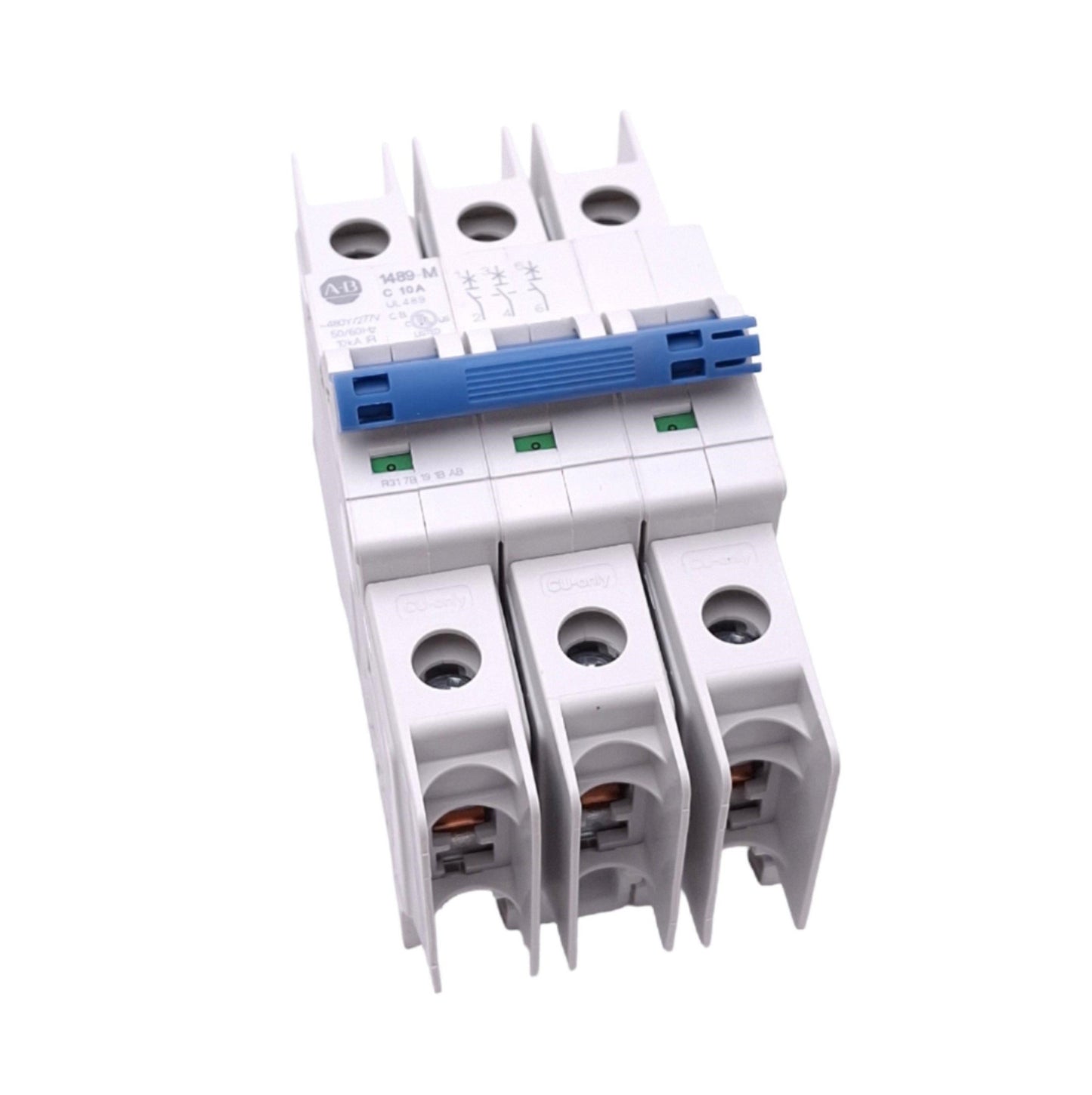 New Allen Bradley 1489-M3C100 Circuit Breaker, 3-Pole 10A, 480Y/277VAC, C-Curve