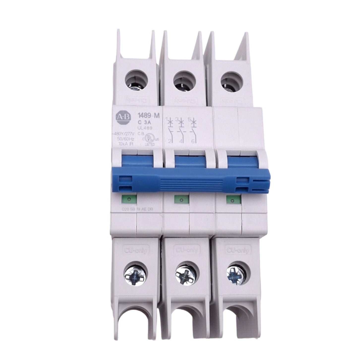 New Allen Bradley 1489-M3C030 Circuit Breaker, 3-Pole 3A, 480Y/277VAC, C-Curve
