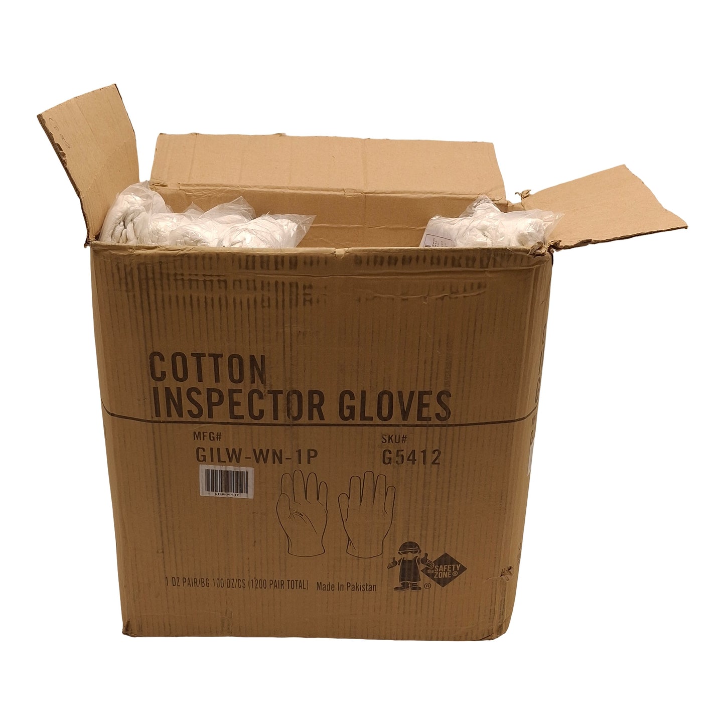Open box Case of 996 Pair Safety Zone GILW-WN-1P Women's Cottons Inspection Glove, Large