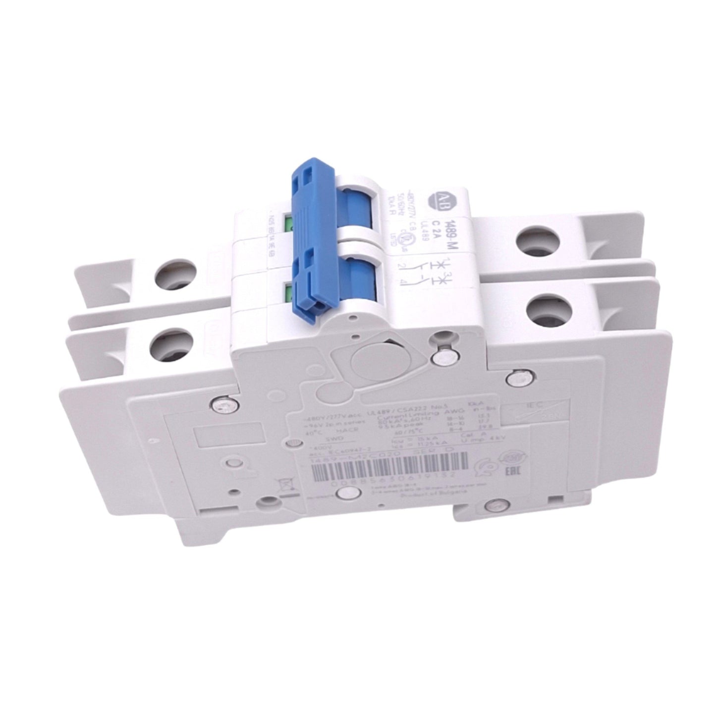 New Allen Bradley 1489-M2C020 Circuit Breaker, 2-Pole 2A, 480Y/277VAC, C-Curve