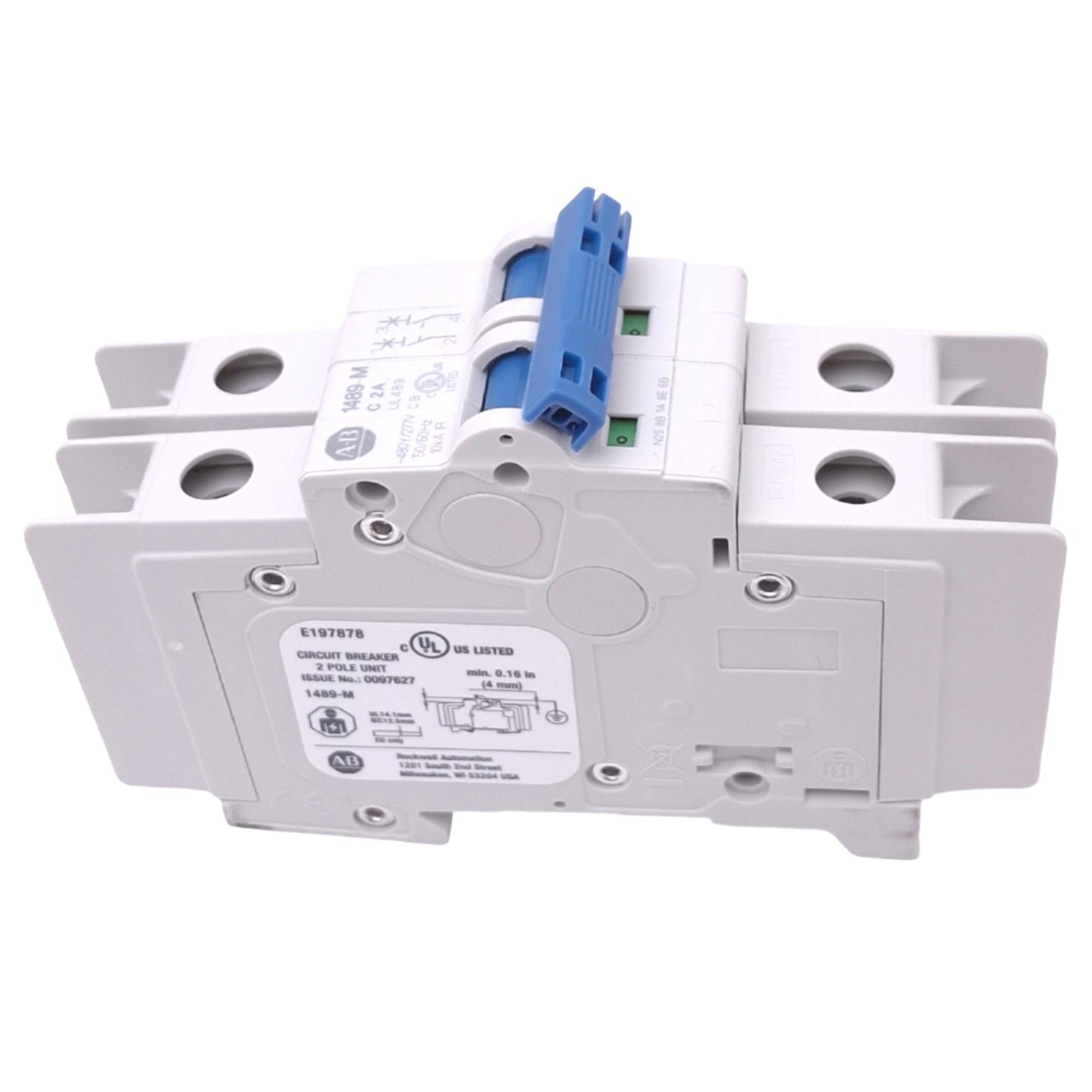 New Allen Bradley 1489-M2C020 Circuit Breaker, 2-Pole 2A, 480Y/277VAC, C-Curve