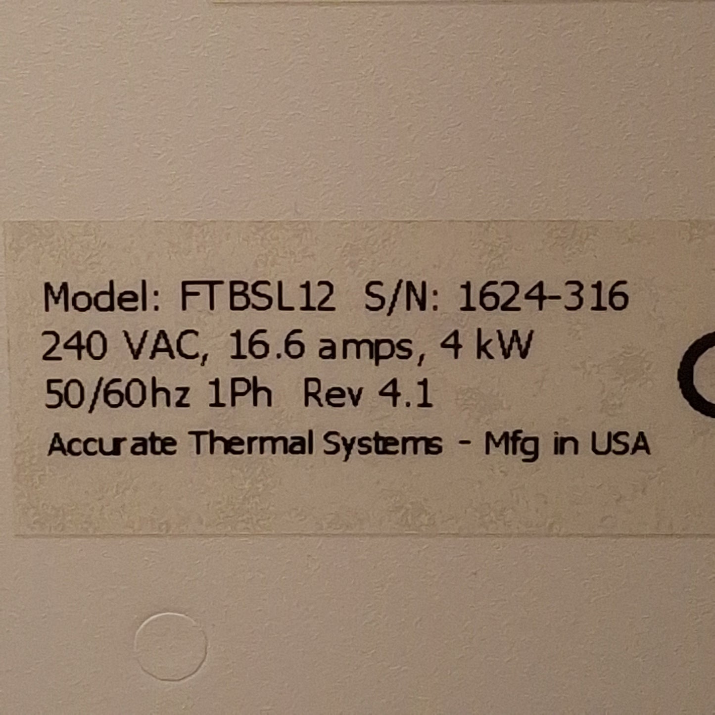 Used Accurate Thermal Systems FTBSL12 Fluidized Temperature Bath, 122-1121°F, 240VAC
