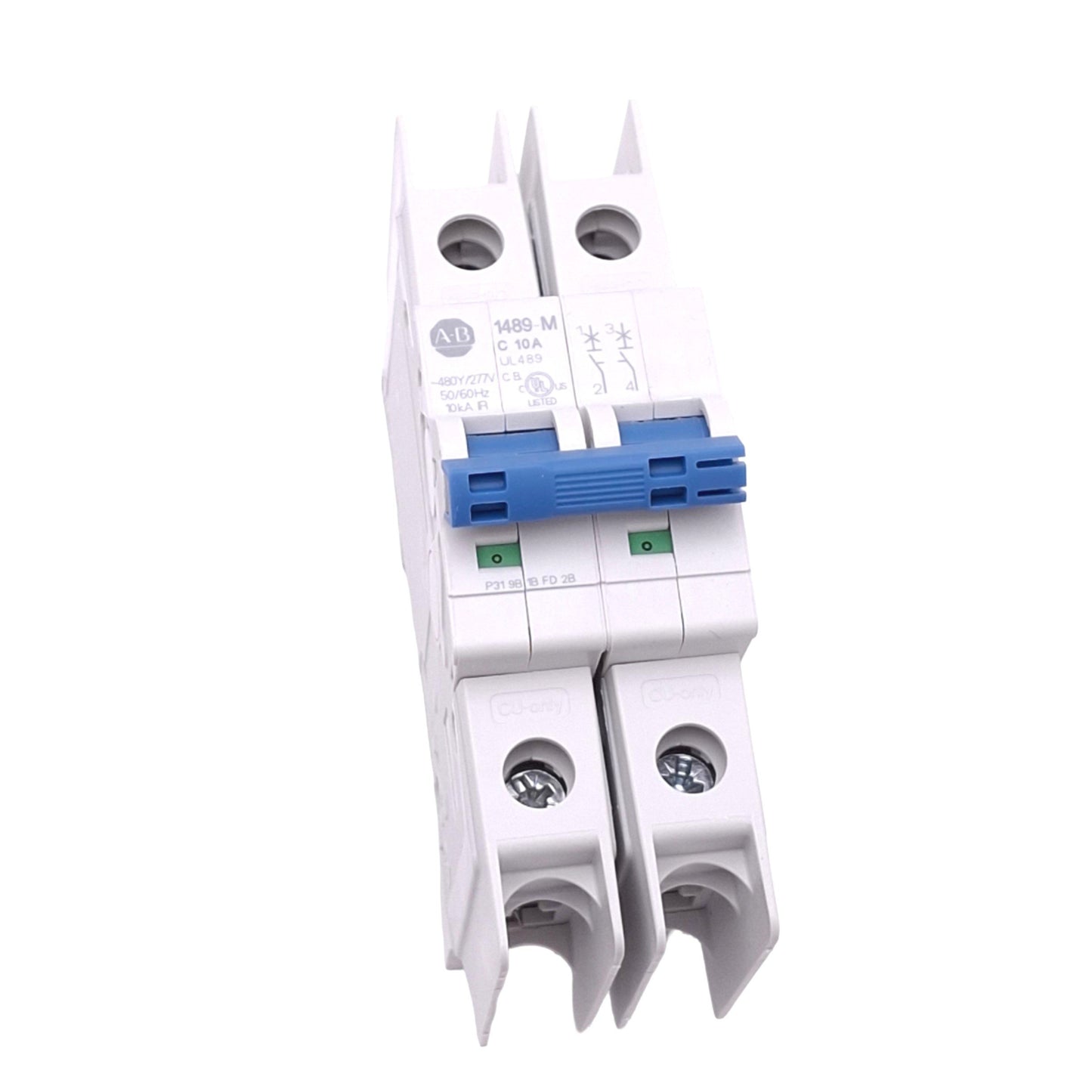 New Allen Bradley 1489-M2C100 Circuit Breaker, 2-Pole 10A, 480Y/277VAC, C-Curve