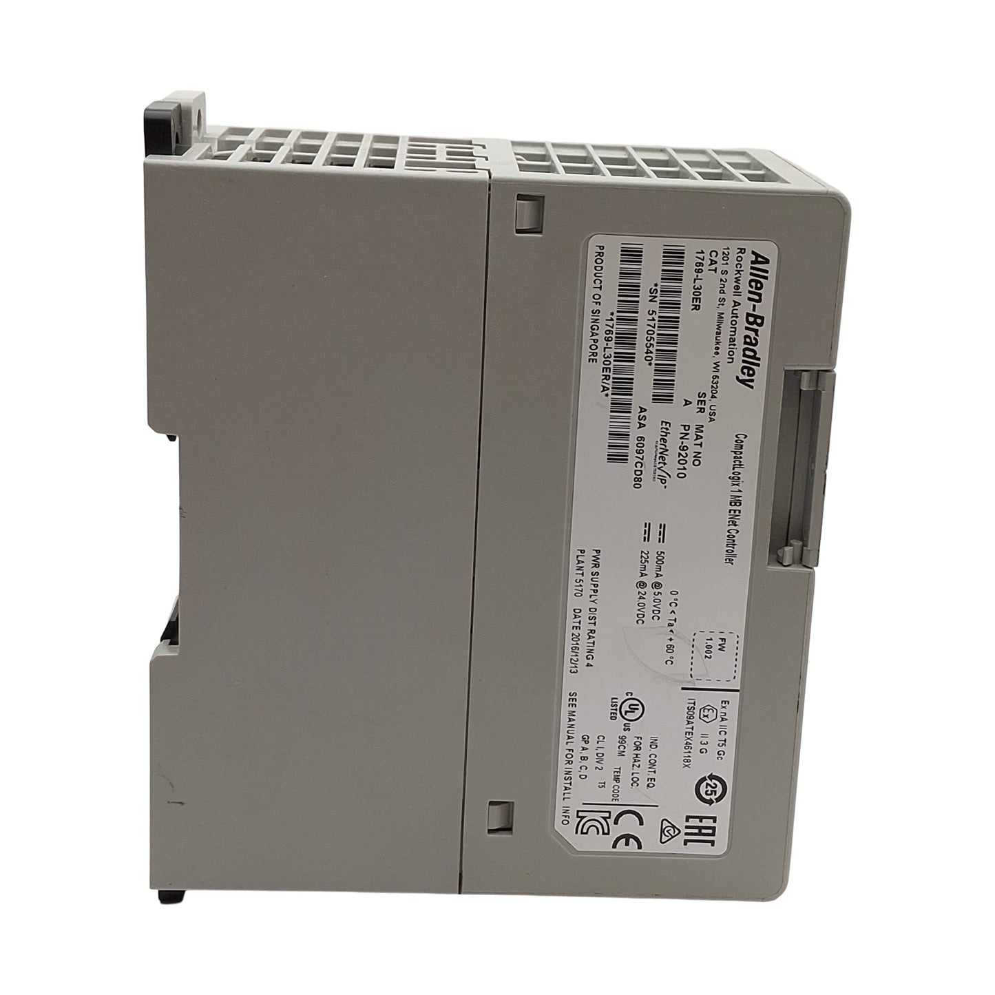 Used Allen Bradley 1769-L30ER Series A CompactLogix PLC Motion Controller, 1MB Memory