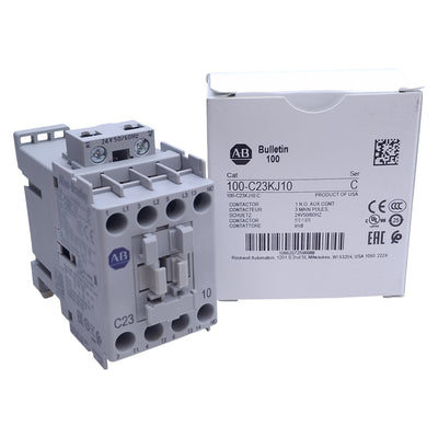New Allen Bradley 100-C23KJ10 IEC Contactor, 3-Ph & NO Aux, 600V 30A, 24VAC Coil