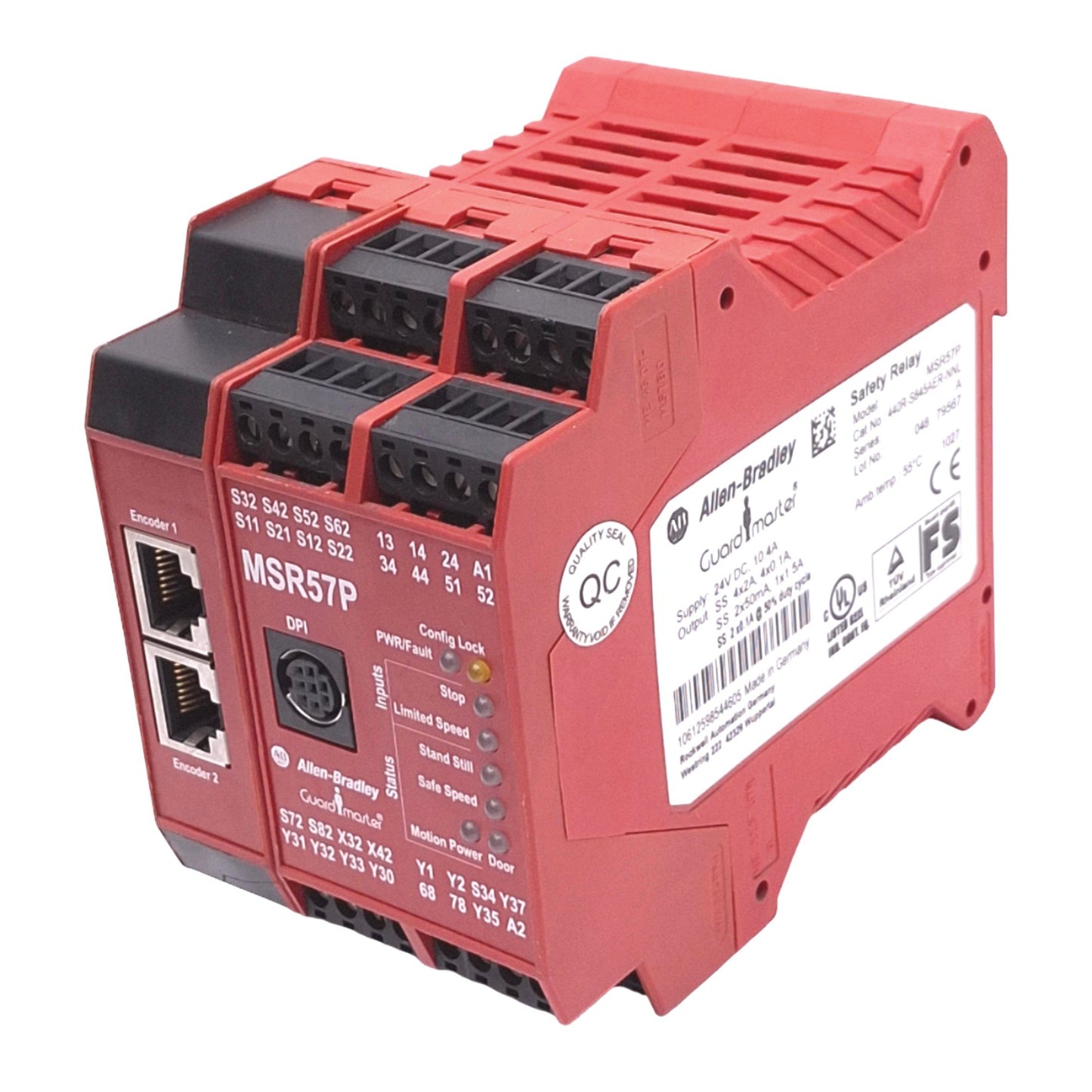 Used Allen Bradley MSR57P 440R-S845AER-NNL Guardmaster Safety Relay, 2 Encoder, 24VDC