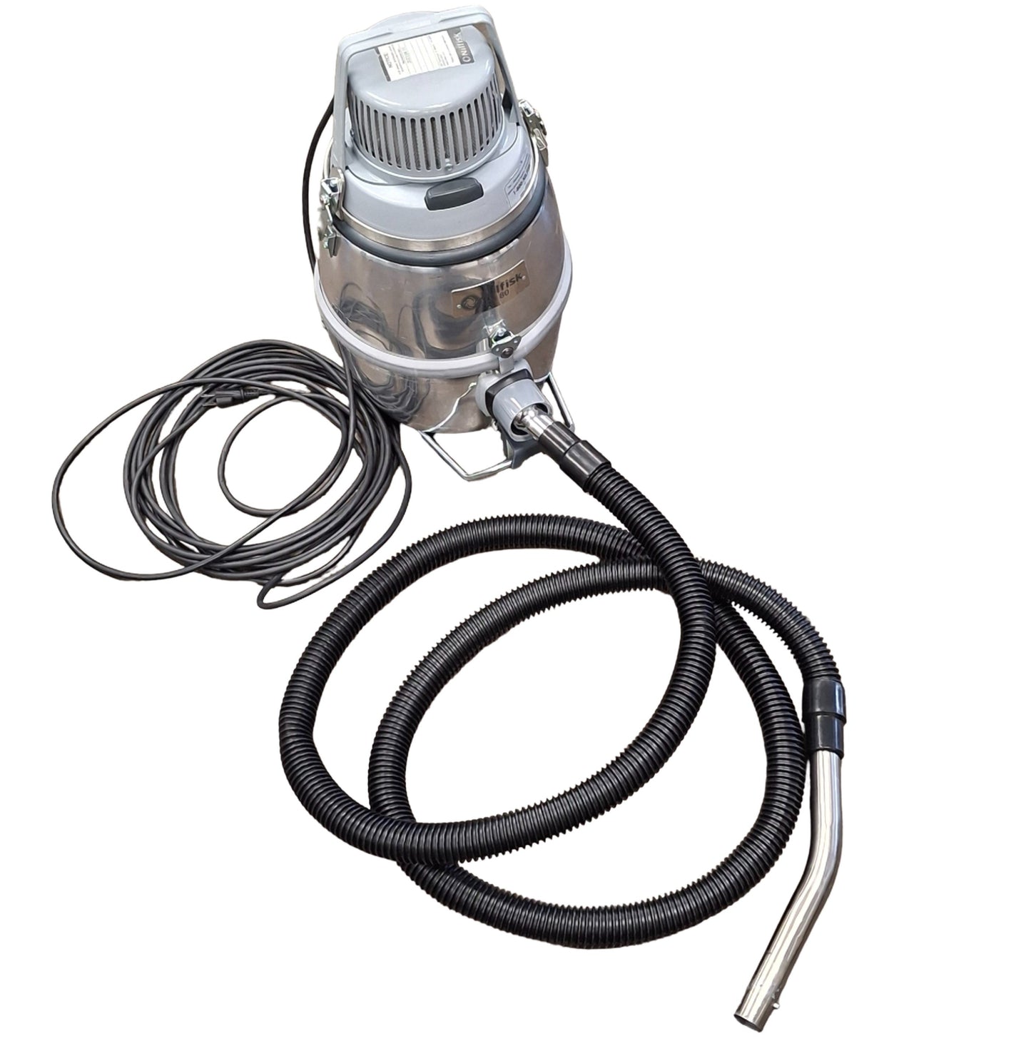 Used Nilfisk GM80 Industrial Clean Room Vacuum Cleaner, HEPA Filter, W/ Angled Nozzle