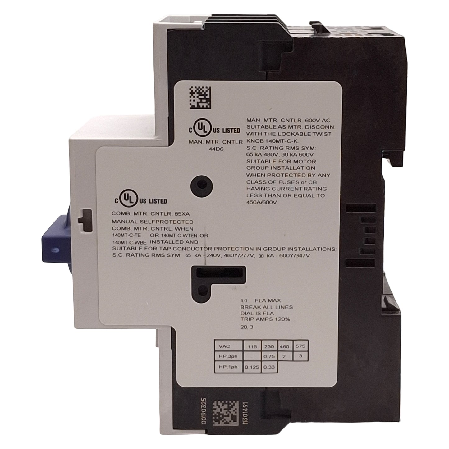 Used Allen Bradley 140MT-C3E-B40 Motor Protection Circuit Breaker, 3-Pole, 2.5-4.0A