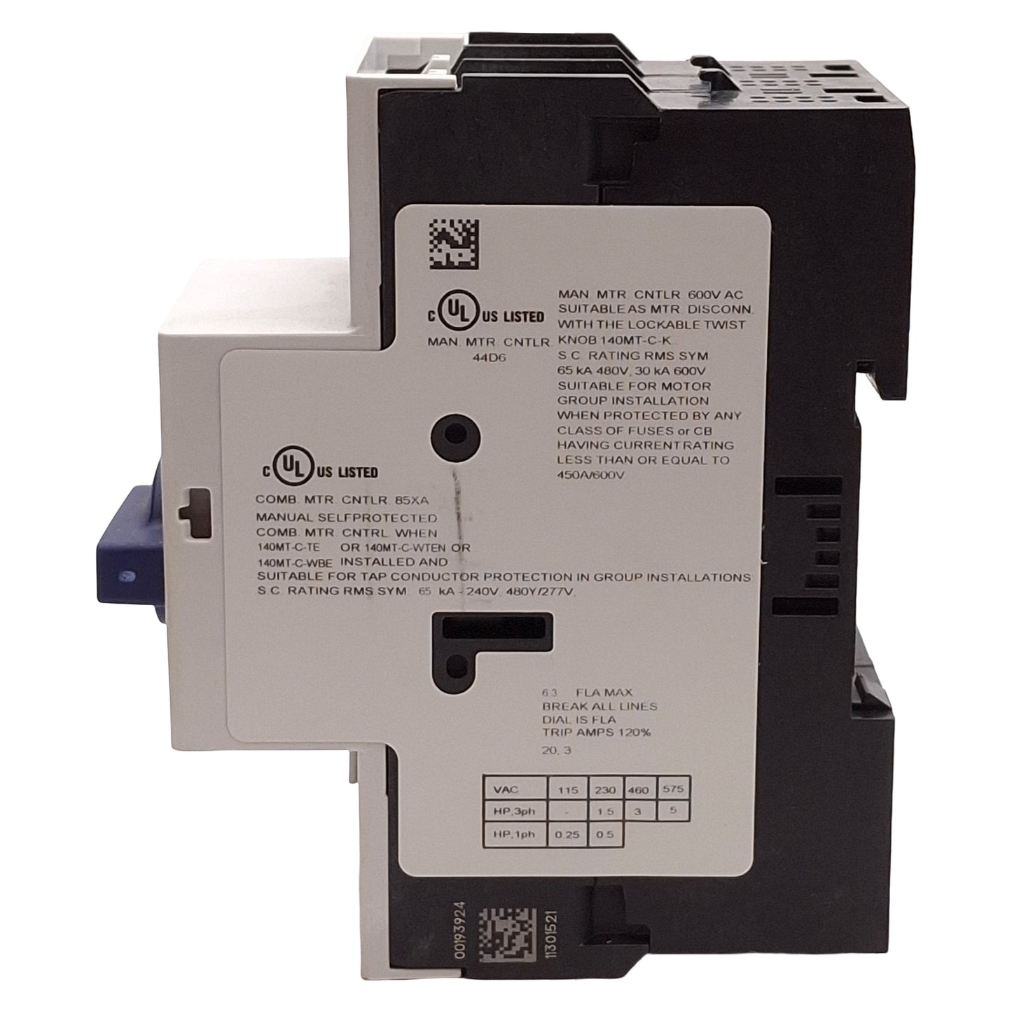 Used Allen Bradley 140MT-C3E-B63 Motor Protection Circuit Breaker, 3-Pole, 4.0-6.3A