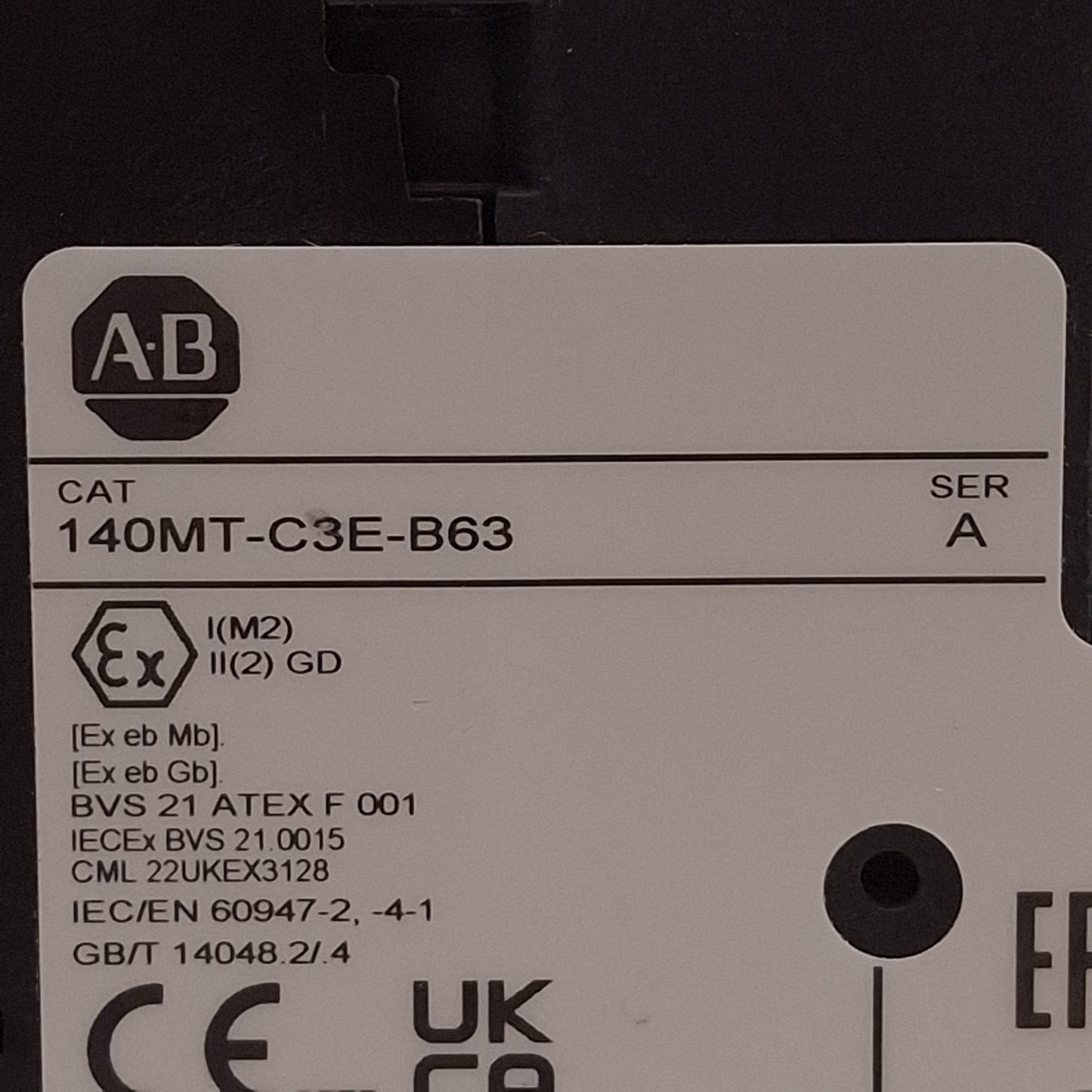 Used Allen Bradley 140MT-C3E-B63 Motor Protection Circuit Breaker, 3-Pole, 4.0-6.3A