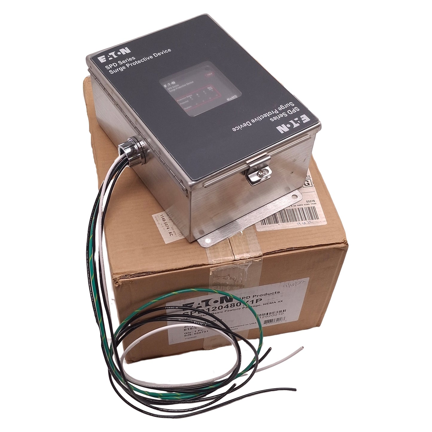 New Eaton SPD120480Y1P Surge Protection Device 120kA, 277/480VAC 3P wye, NEMA 4X