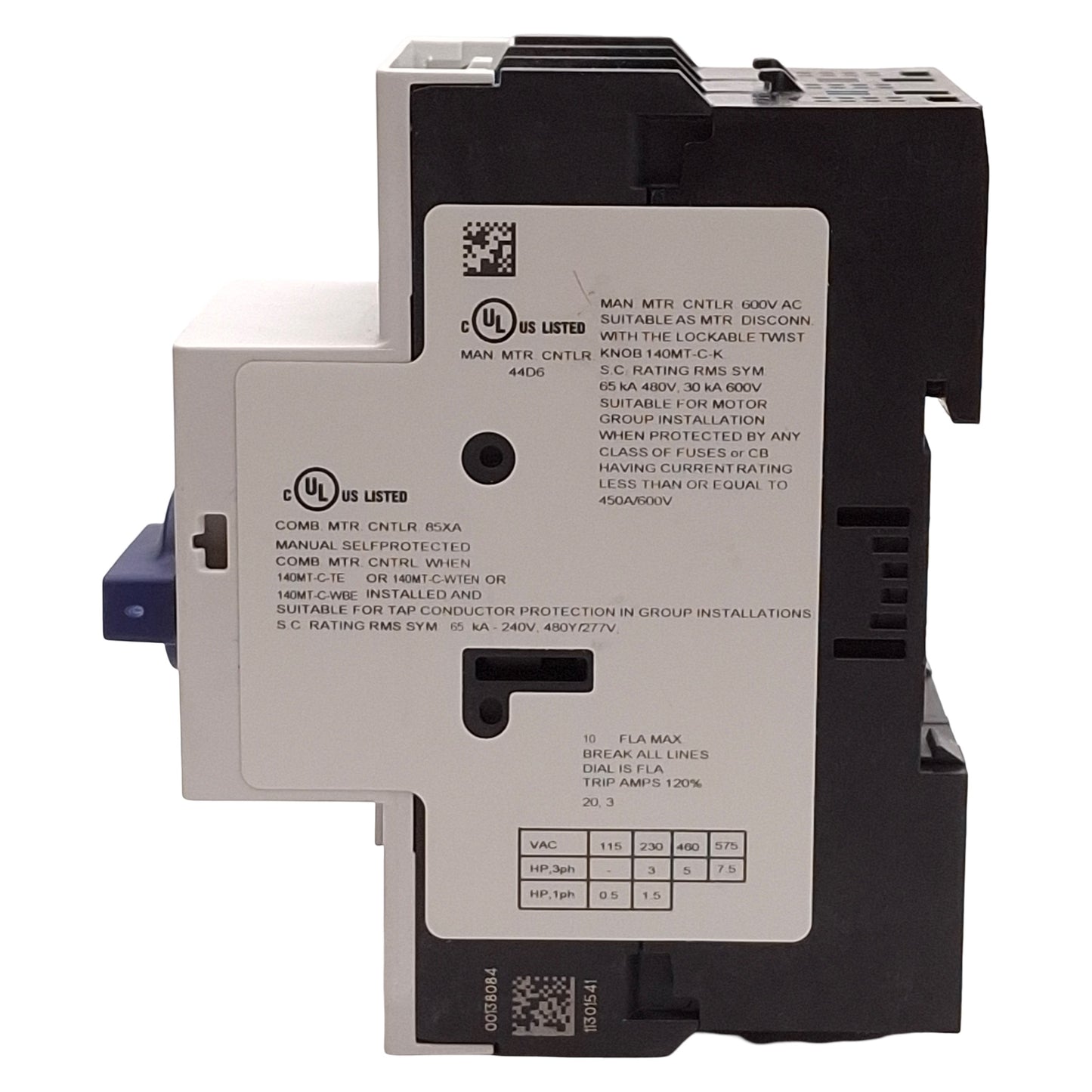 Used Allen Bradley 140MT-C3E-C10 Motor Protection Circuit Breaker, 3-Pole, 6.3-10A