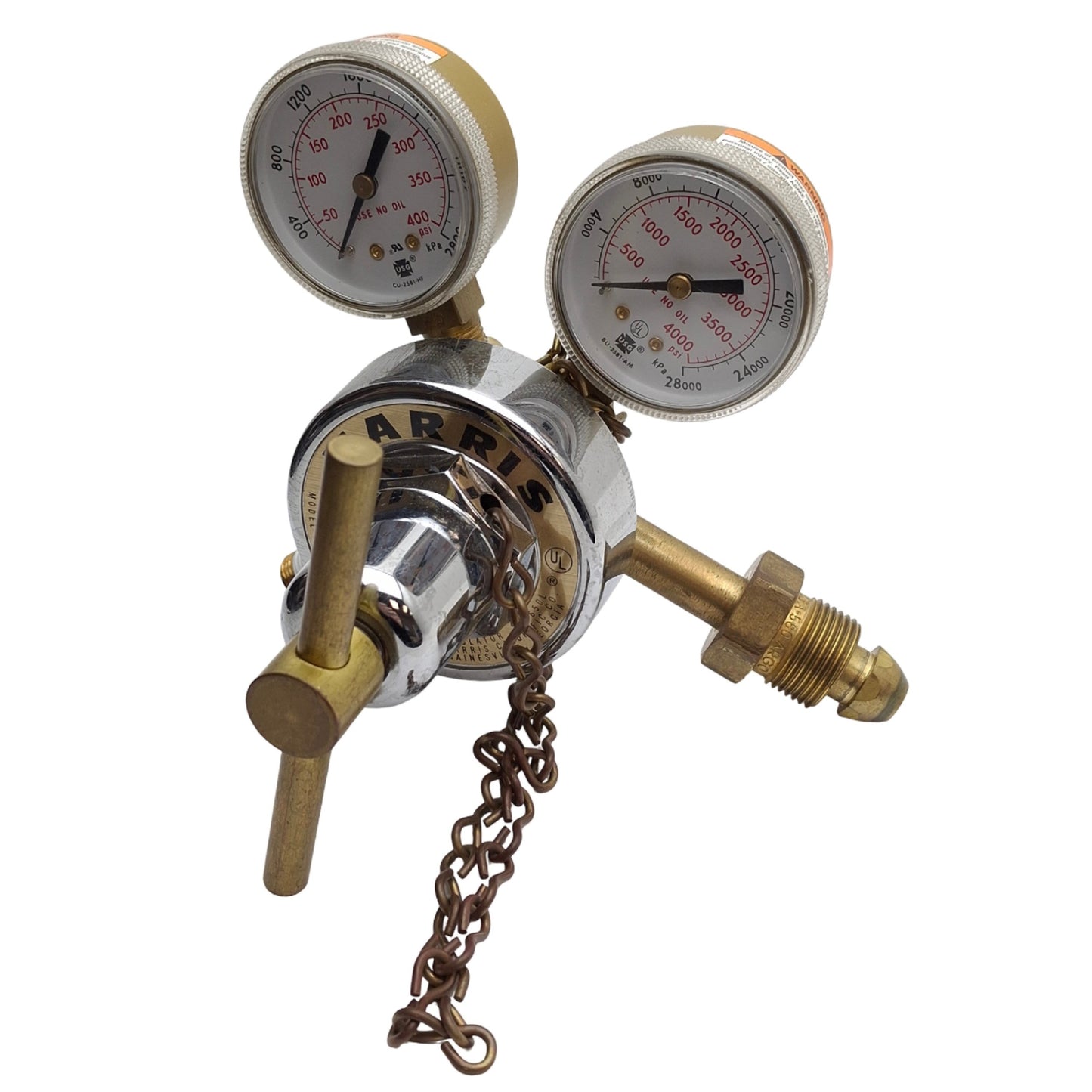 Used Harris 25-200C-580 Single Stage Gas Regulator, 3000psig In/0-200Psig Set CGA580