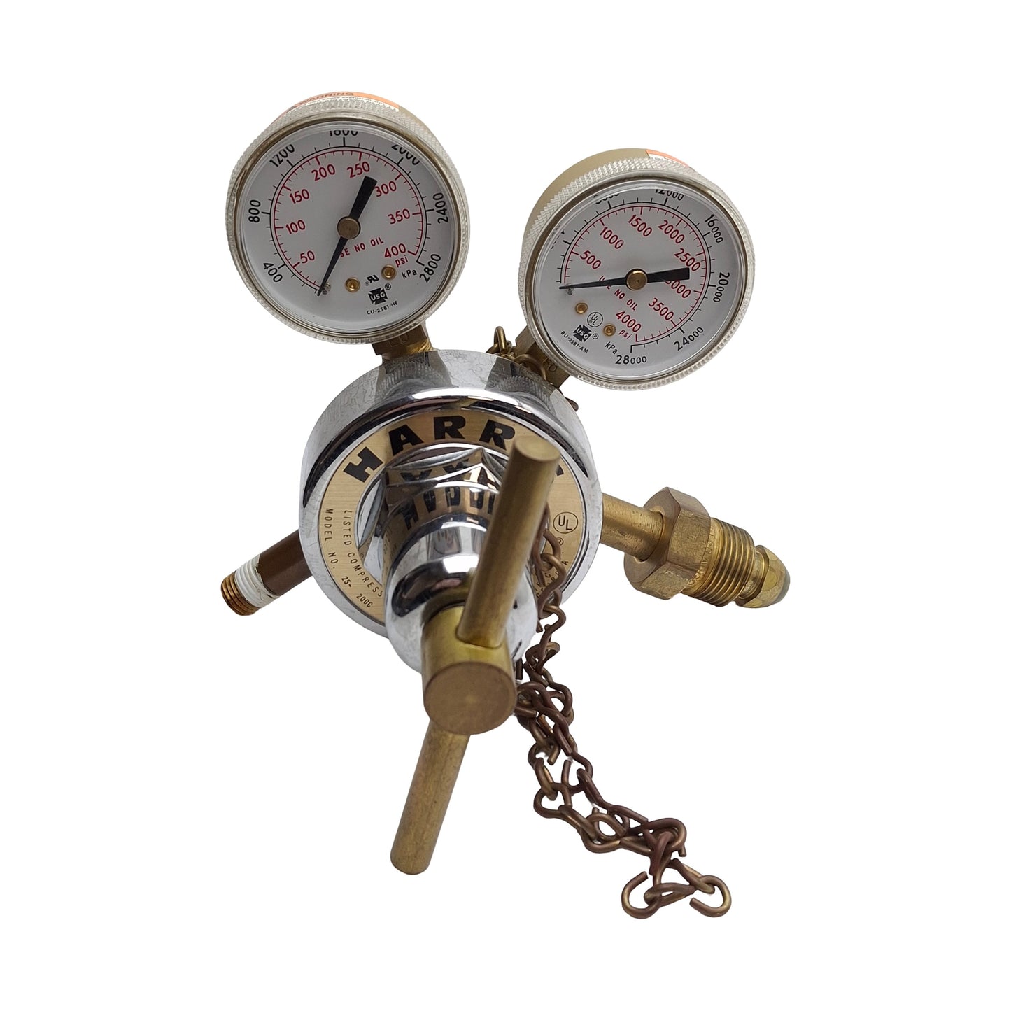 Used Harris 25-200C-580 Single Stage Gas Regulator, 3000psig In/0-200Psig Set CGA580