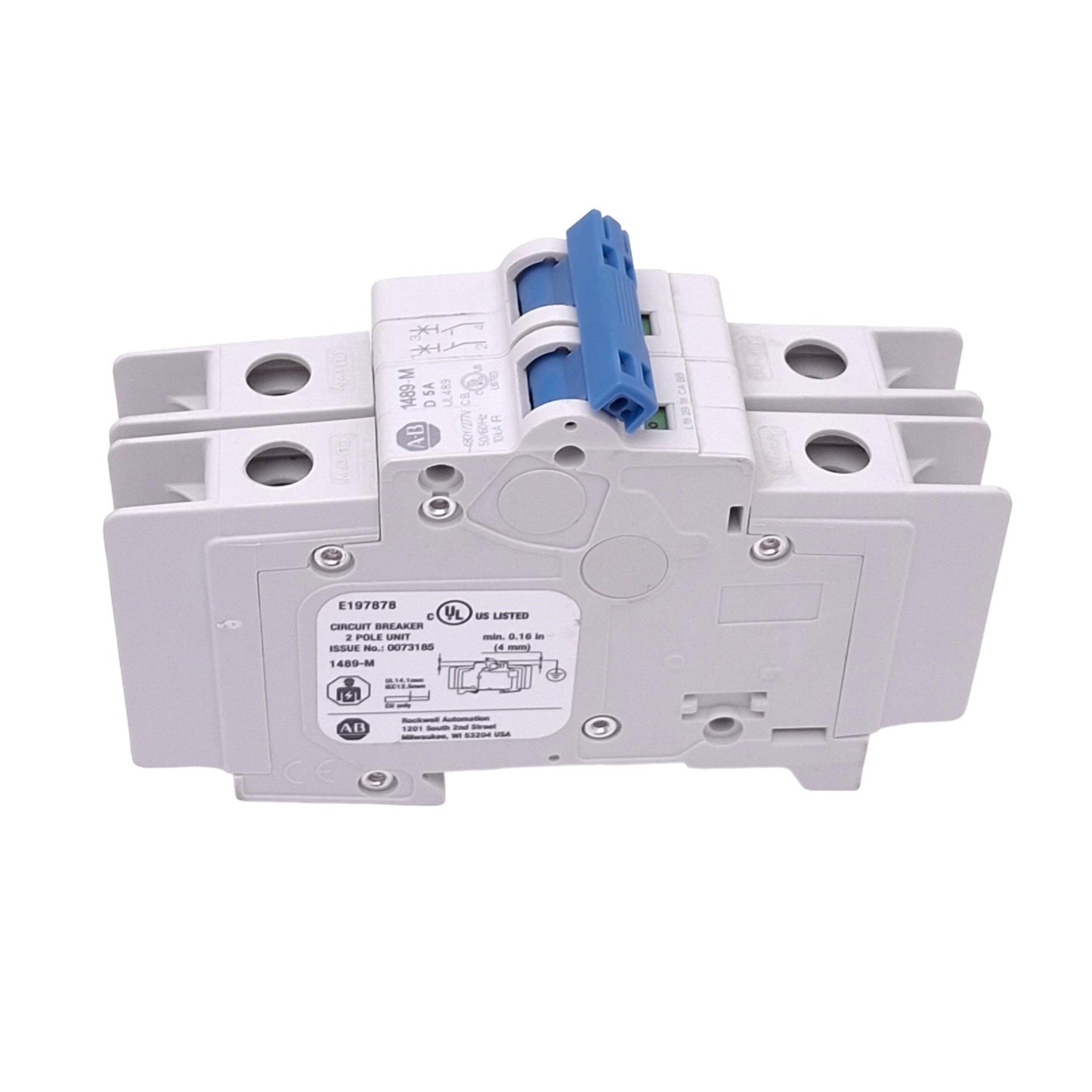 Used Allen Bradley 1489-M2D050 Circuit Breaker, 2-Pole 5A, 480Y/277VAC, D-Curve