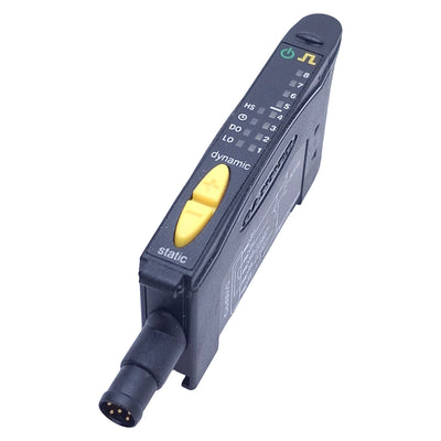 Used Banner D10BFPQ Fiber Optic Sensor, NPN/PNP Out, Red Beam, 10-30VDC, 6-Pin M8