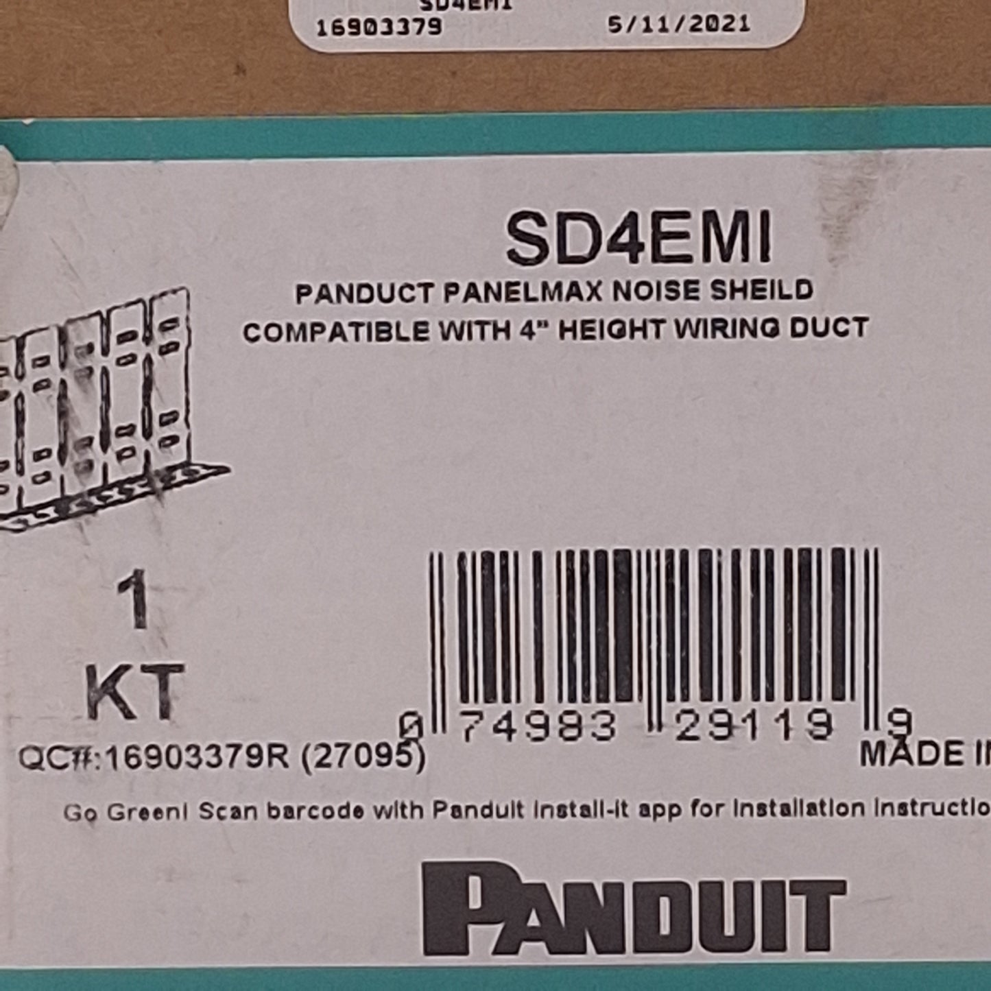 New Panduit SD4EMI PanelMax EMI Noise Shield Kit, Black, 4in Duct, 3ft Length