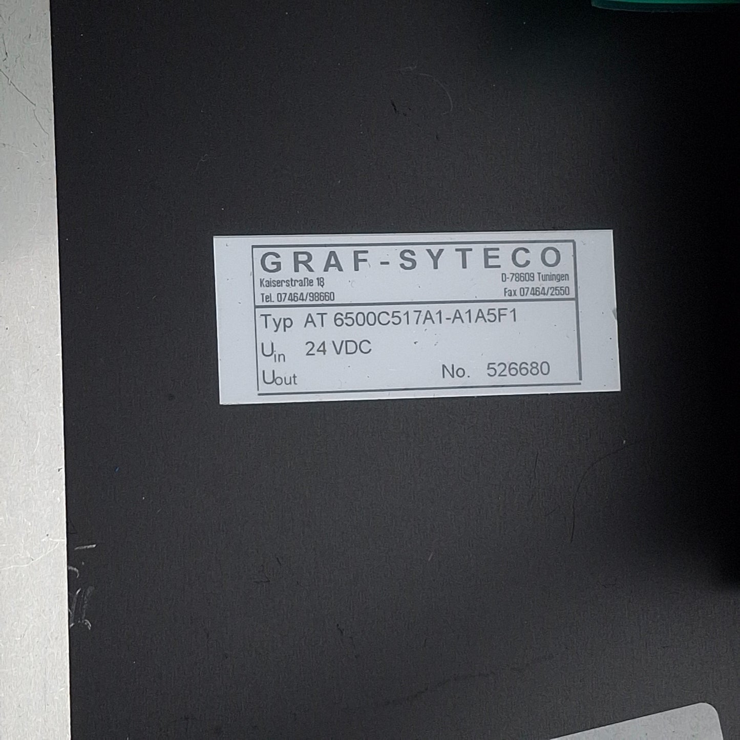 Used Graf Syteco AT6500C517A1-A1A5F1 Machine Operator Panel For Kardex XP, *Chassis*