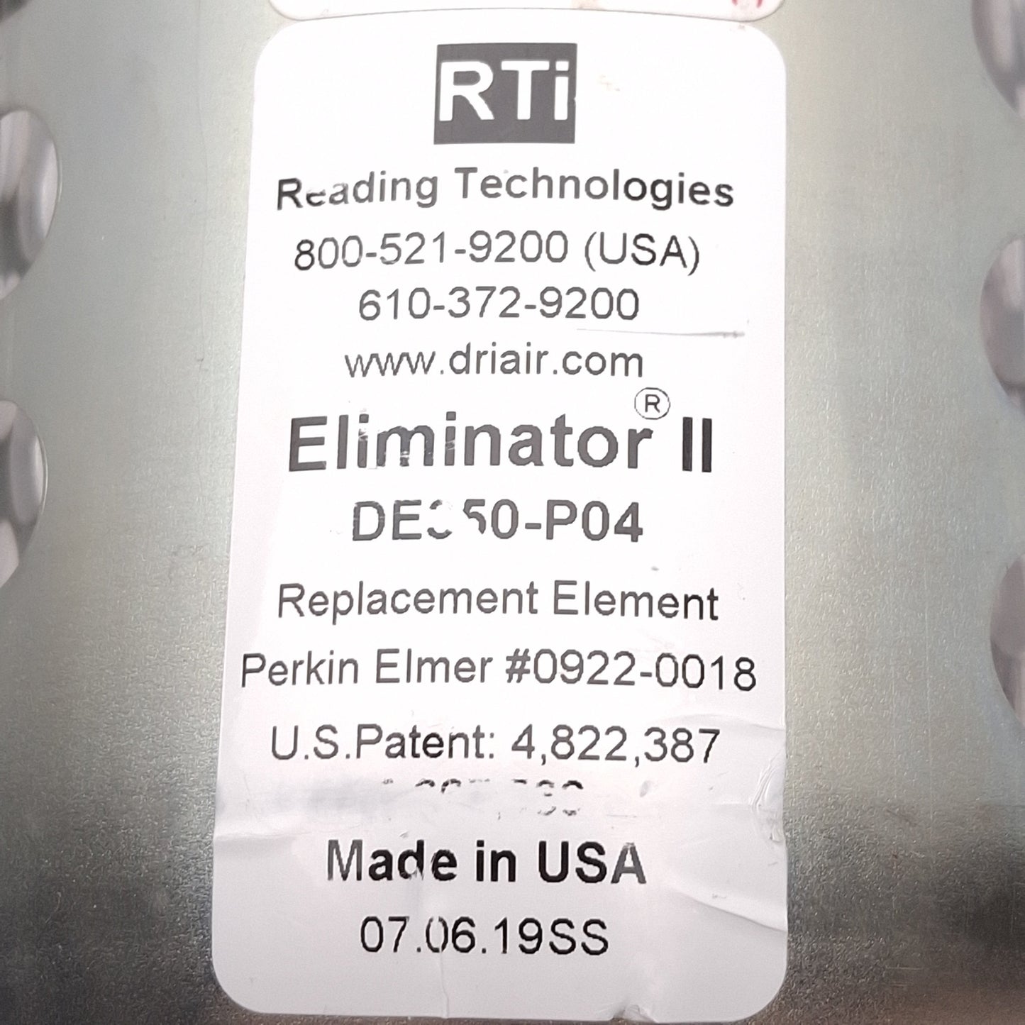 Used RTI DE350-P04 Eliminator II Desiccant Dryer, 1µm Filtration, 150psig, 1/2in NPT