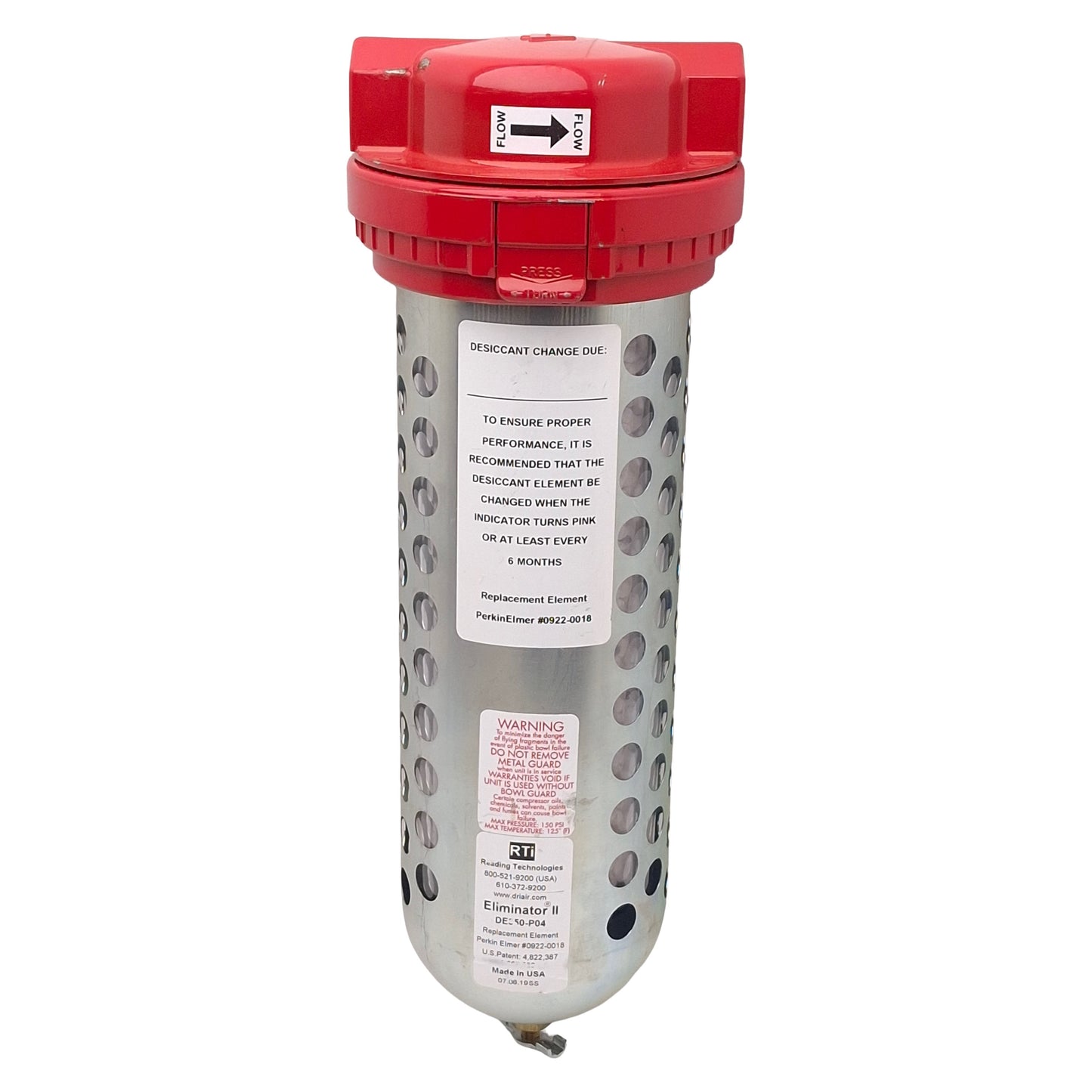 Used RTI DE350-P04 Eliminator II Desiccant Dryer, 1µm Filtration, 150psig, 1/2in NPT