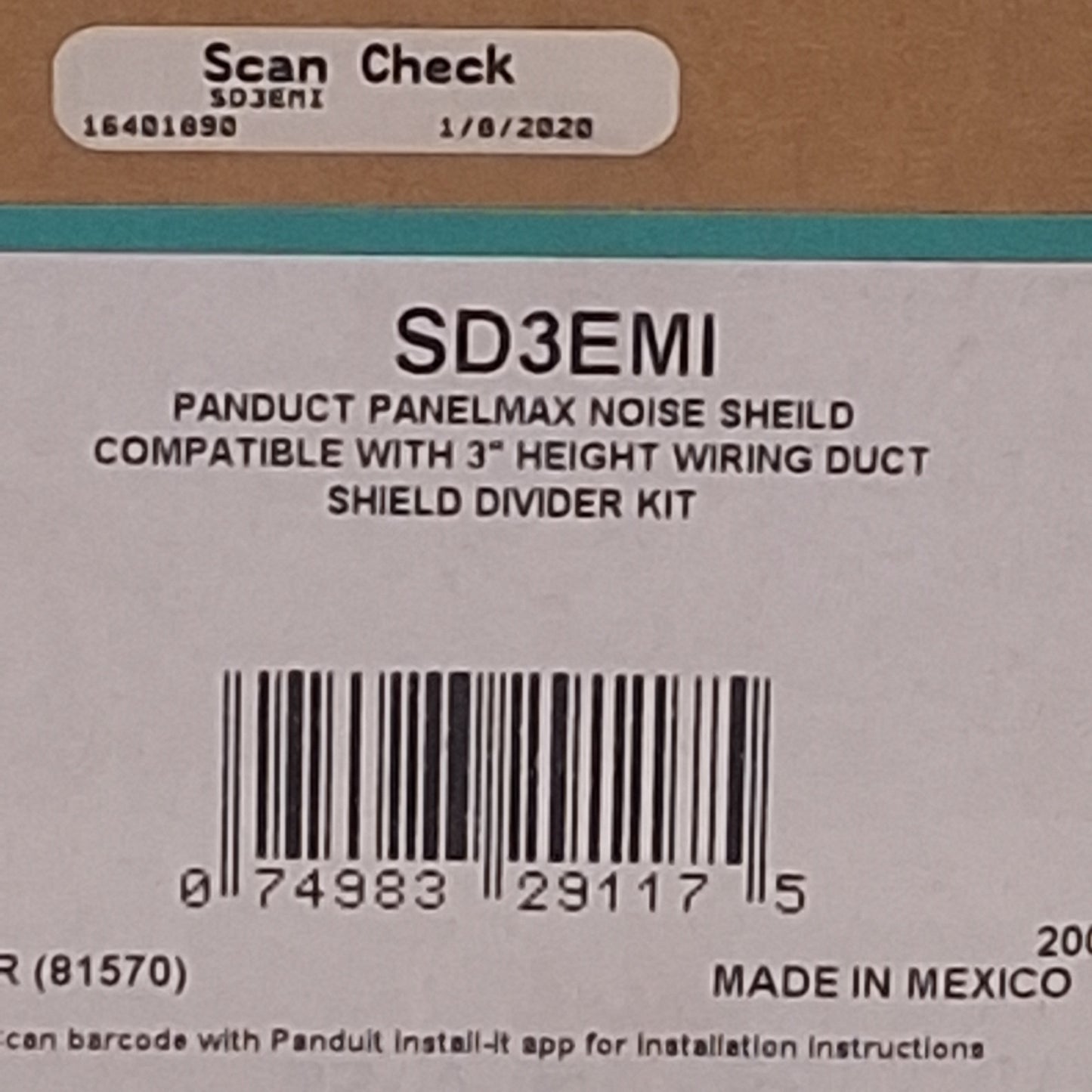 New Panduit SD3EMI PanelMax EMI Noise Shield Kit, Black, 3in Duct, 3ft Length