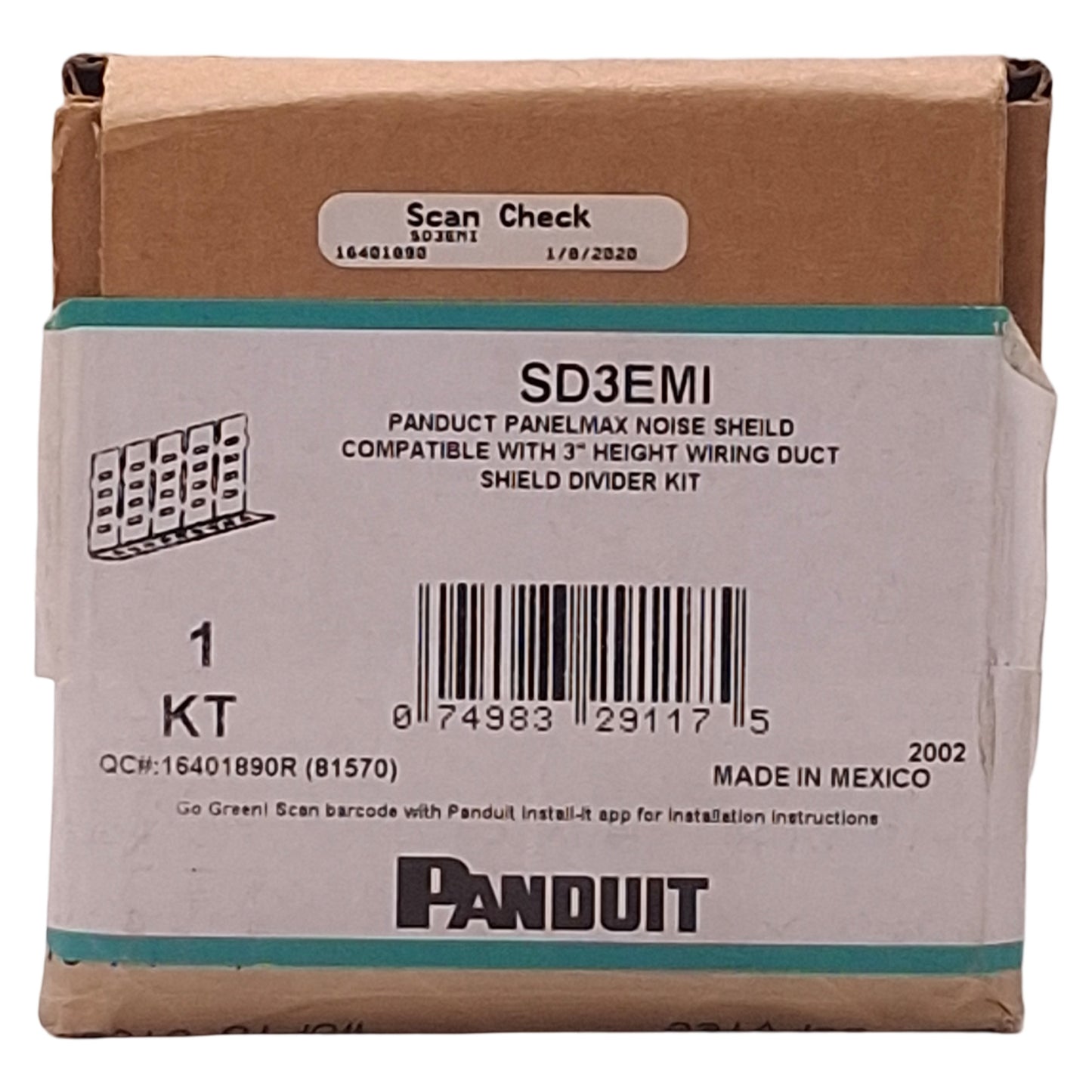 New Panduit SD3EMI PanelMax EMI Noise Shield Kit, Black, 3in Duct, 3ft Length