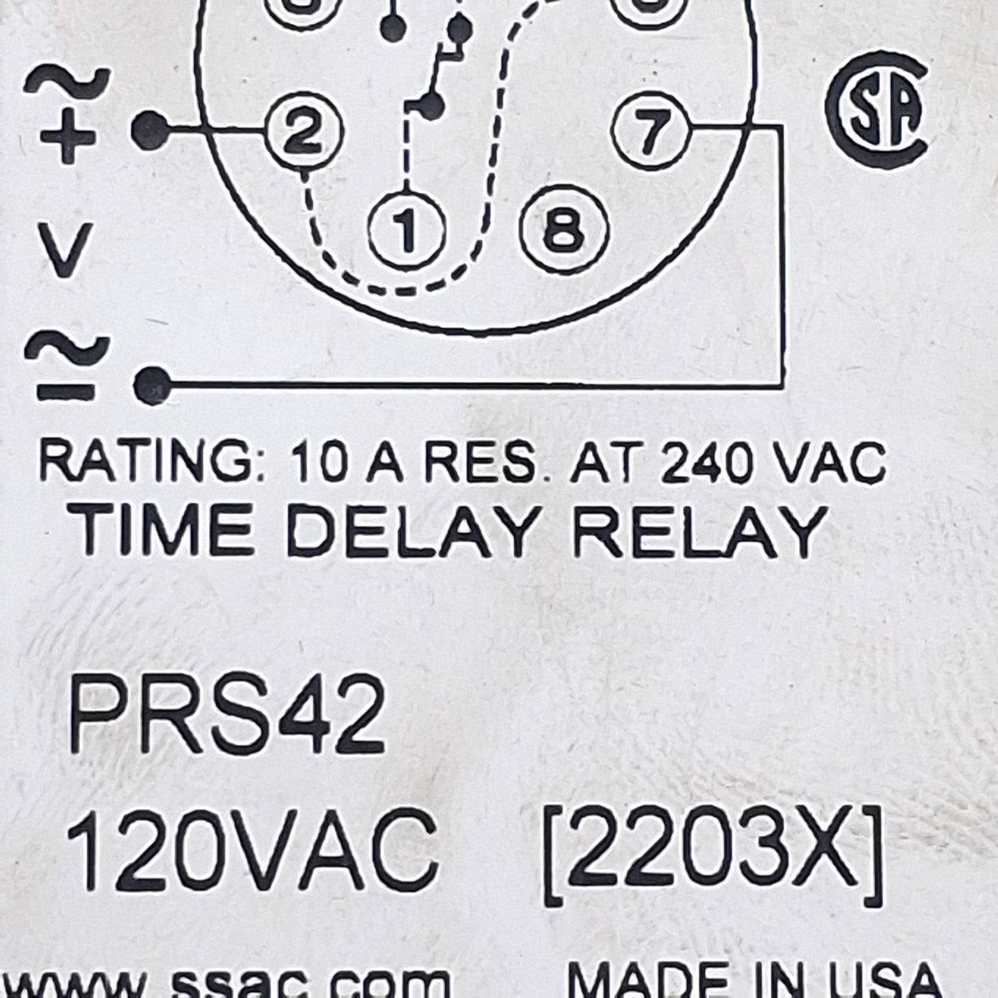 Used ABB PRS42 Time Delay Relay, 0.1-10sec Range, 10A at 240VAC Load, 8-Pin Octal