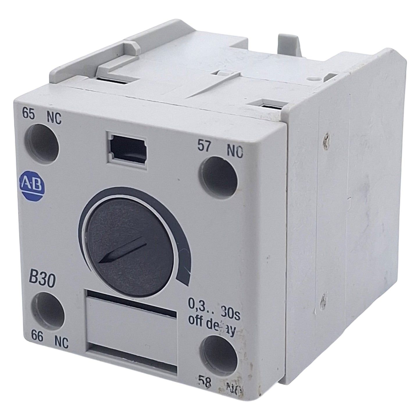 Used Allen Bradley 100-FPTB30 Pneumatic Timing Module Off-Delay, 0.3-30sec 10A 600VAC