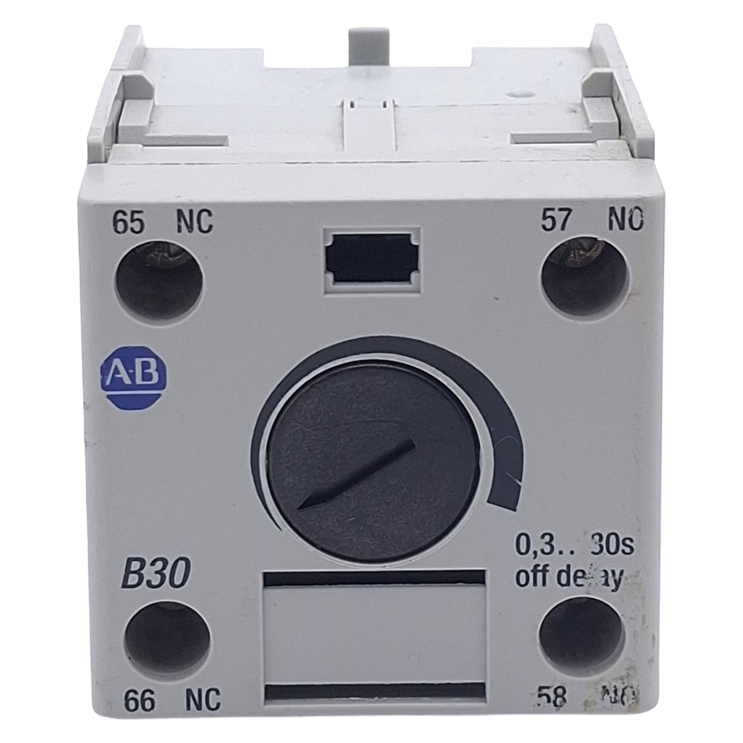 Used Allen Bradley 100-FPTB30 Pneumatic Timing Module Off-Delay, 0.3-30sec 10A 600VAC