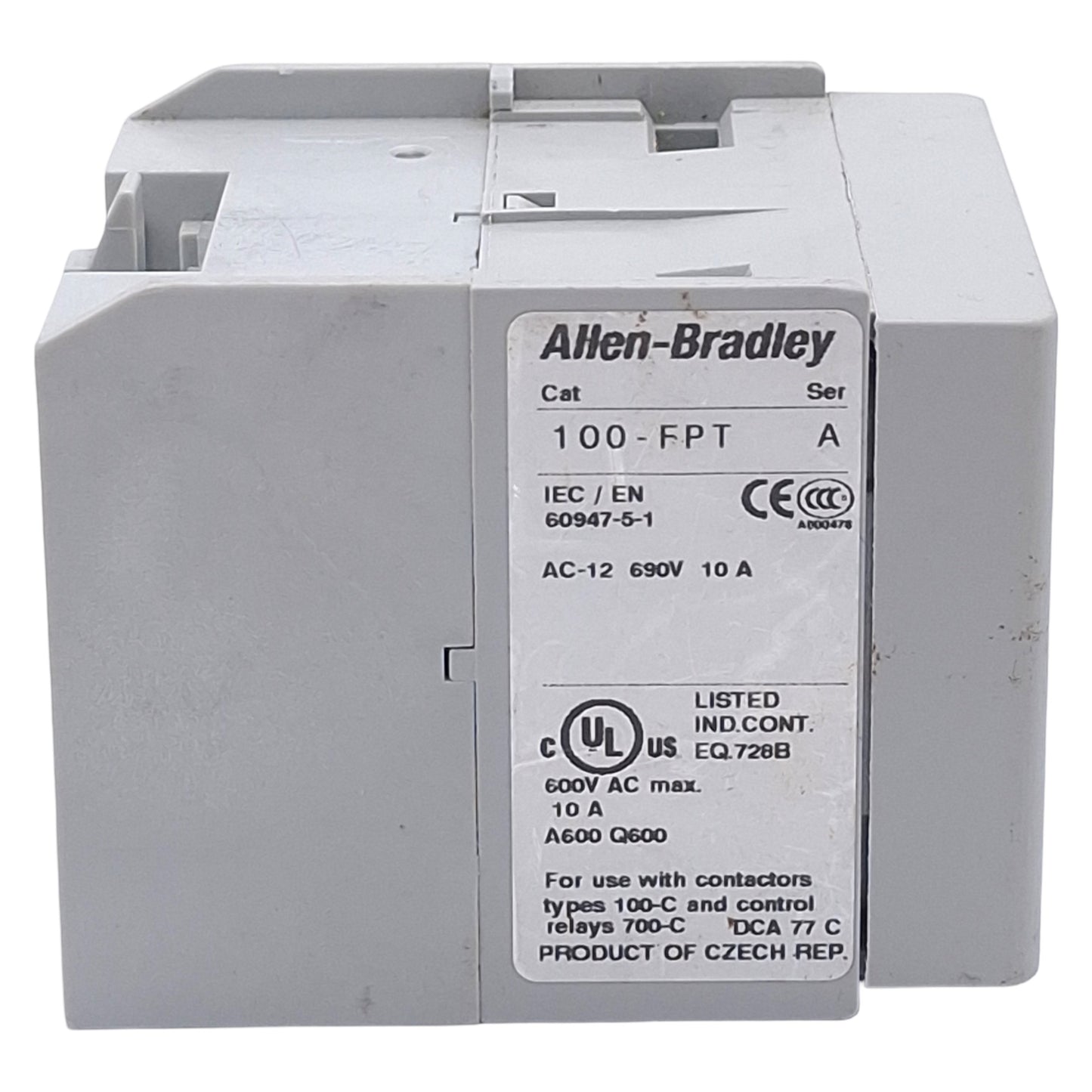 Used Allen Bradley 100-FPTB30 Pneumatic Timing Module Off-Delay, 0.3-30sec 10A 600VAC