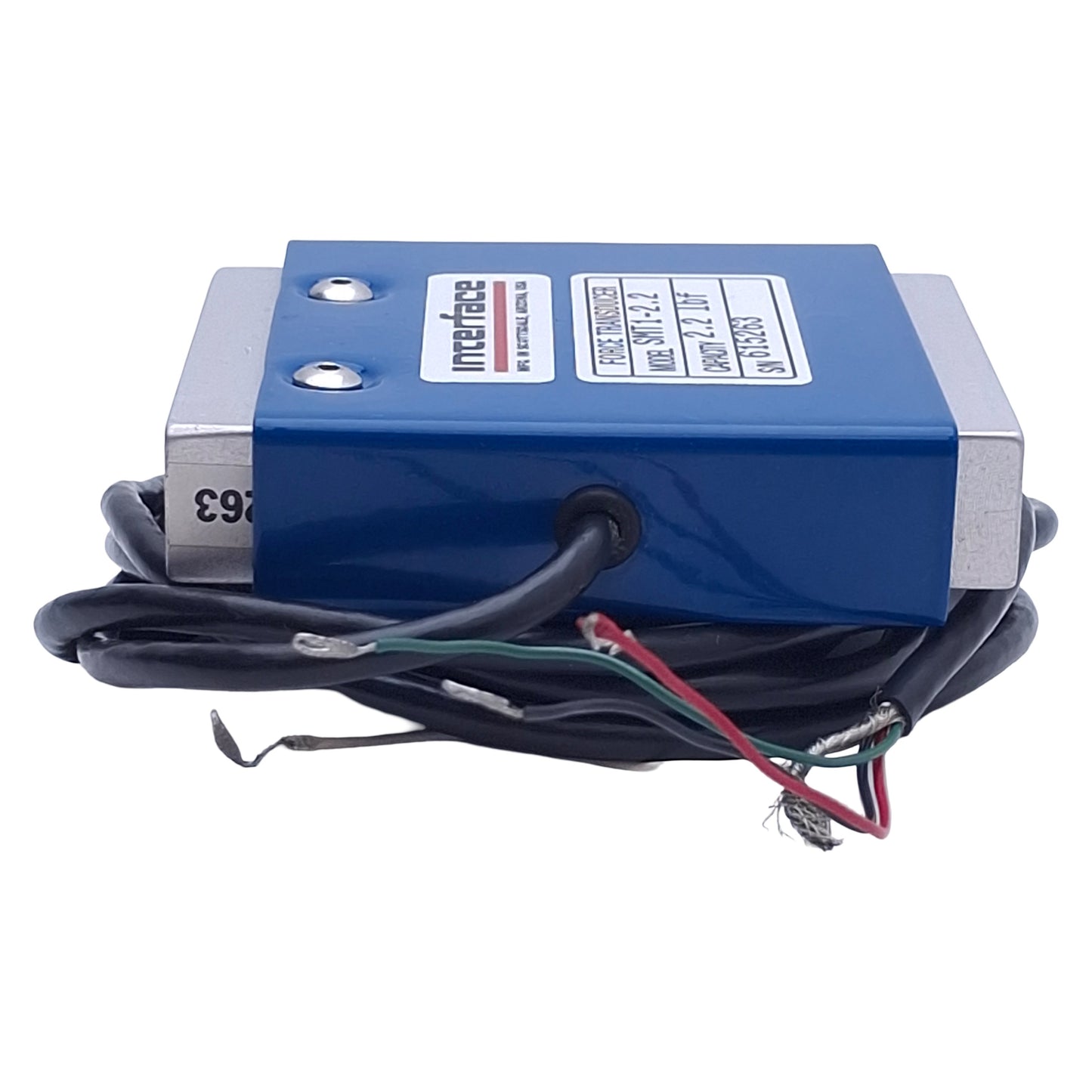 Used Interface SMT1-2.2 S-Type Load Cell, 1-2.2lbf , 15VDC, 10N Max, 2.48 x 2.28in