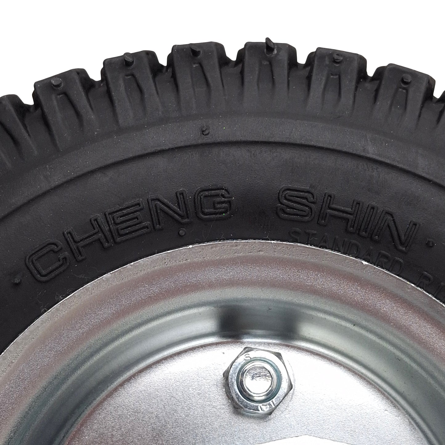 New Cheng Shin Rigid Plate Inflatable Nylon Caster, ø8.5 x 2in, 115 x 100mm Plate