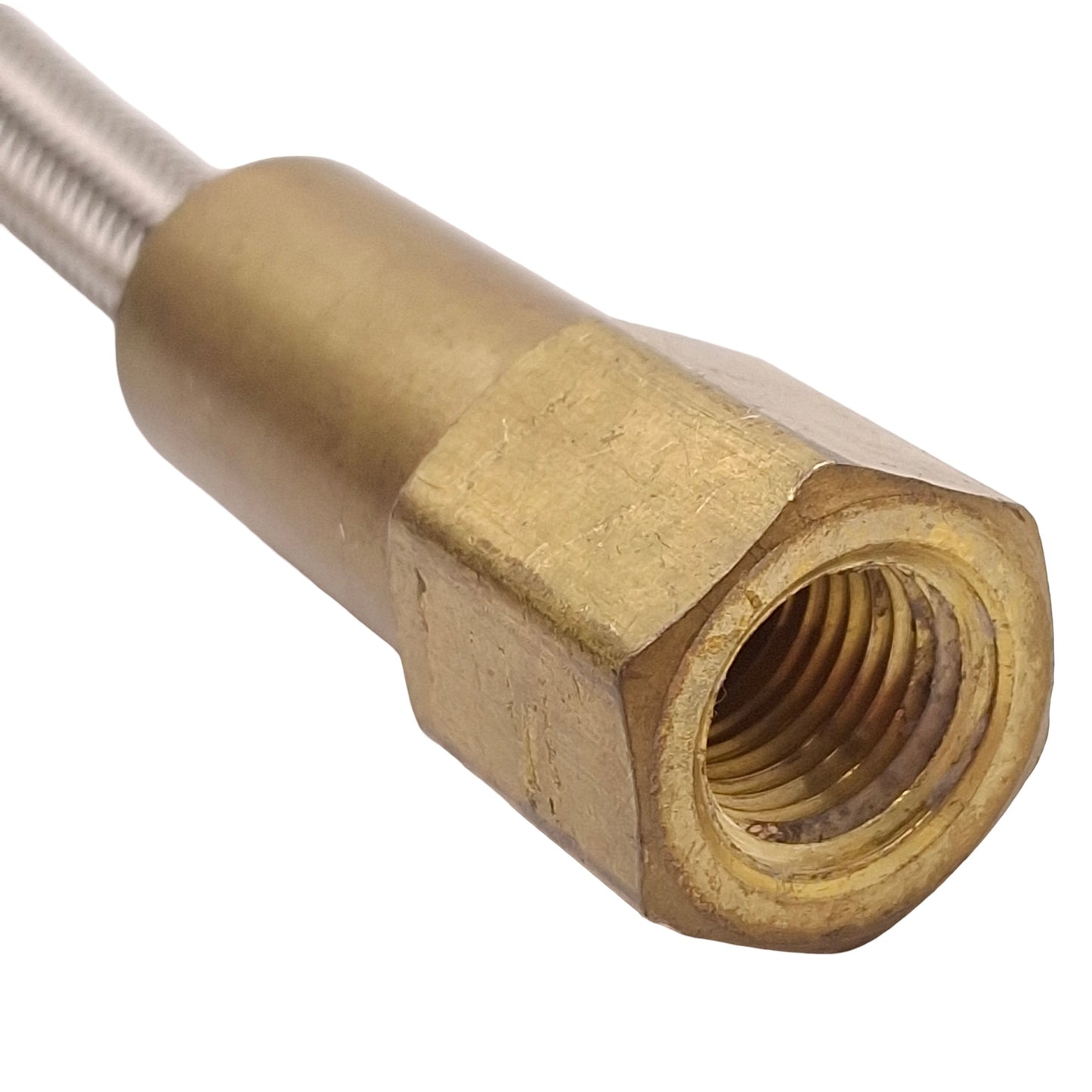 Used Western Enterprises PF2-4-36 Teflon Hose Pigtail Assembly, SS304, 1/4NPT, 36in