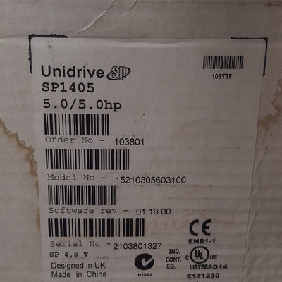 New Emerson SP1405 Unidrive SP AC Inverter, 3-PH 380-480VAC 10A Input, 4kW/5HP Out