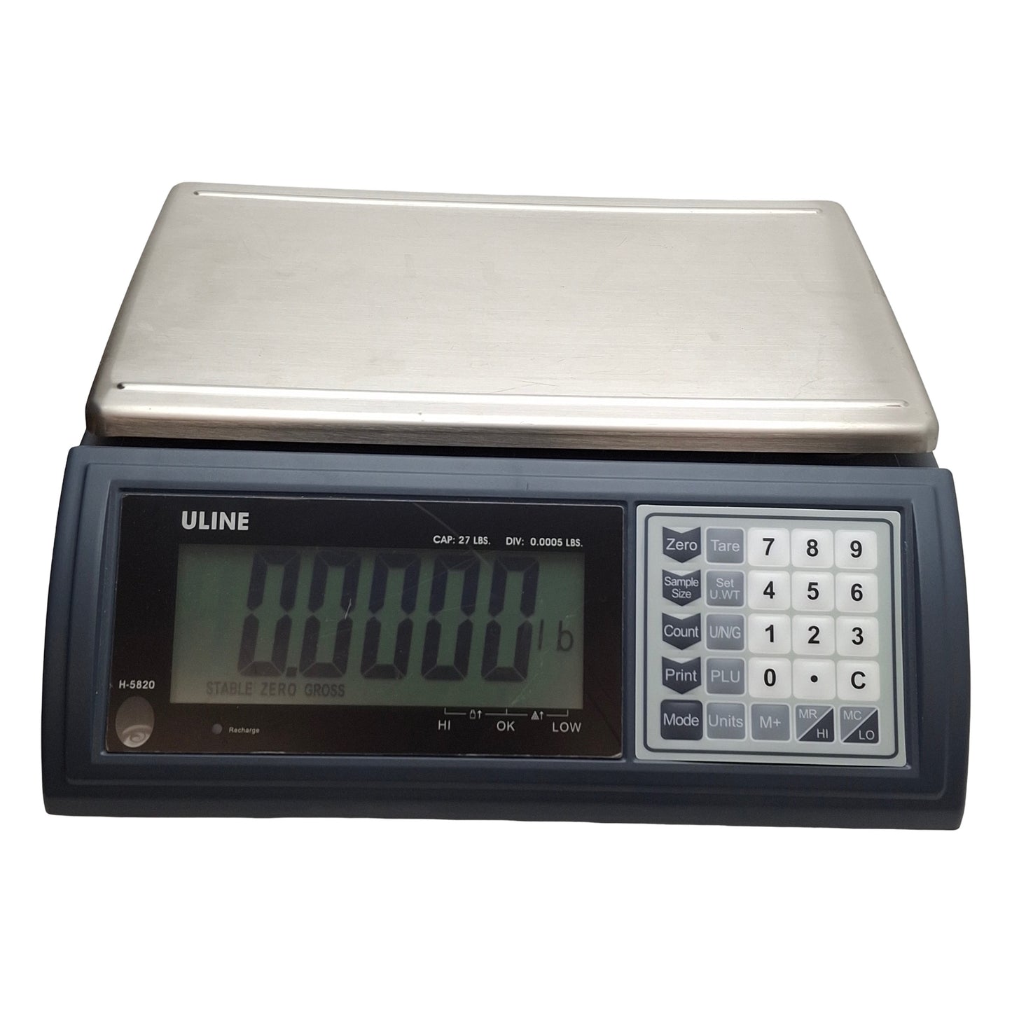 Used Uline H-5820 Deluxe Digital Counting Scale, 0.0005lbs Division, 27lbs Capacity