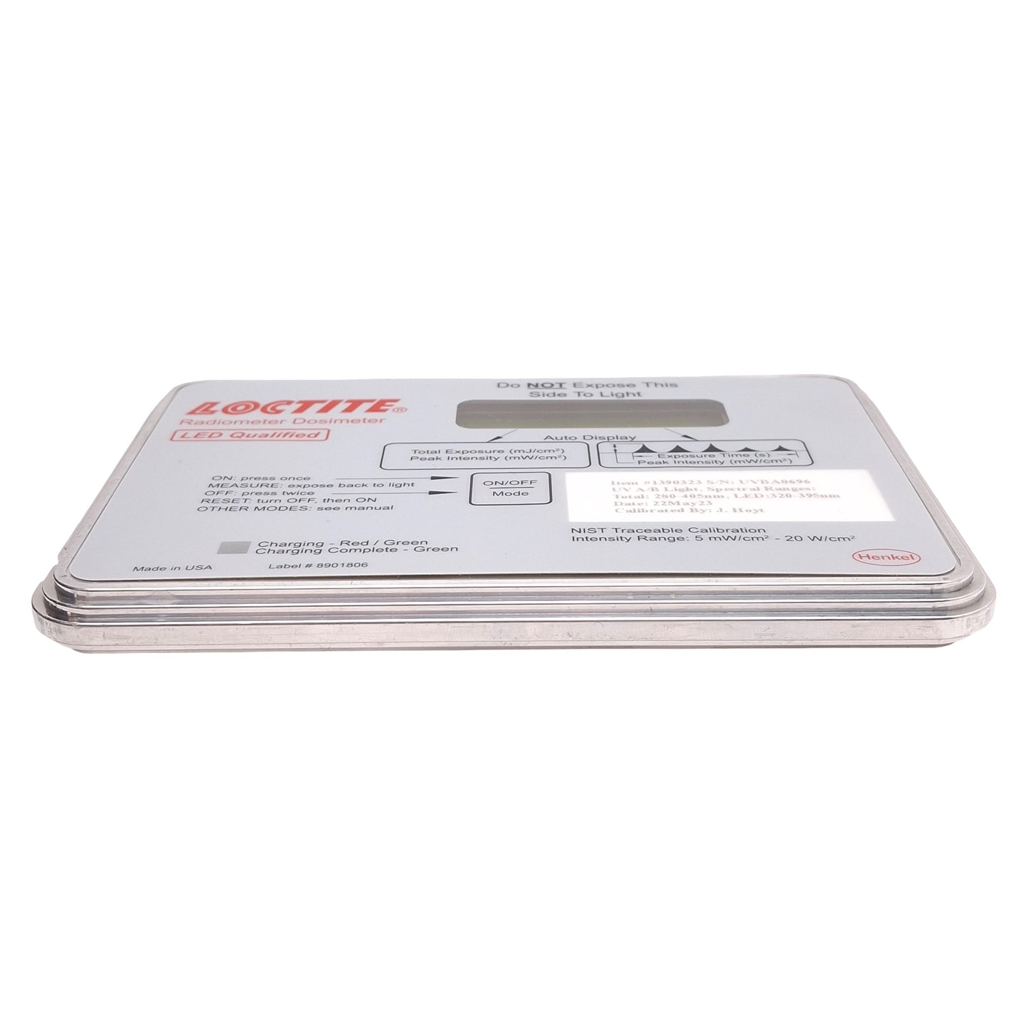 Used Loctite 1390323 LED Qualified UVA/UVB Radiometer Dosimeter, 280-405nm, 40W/cm²