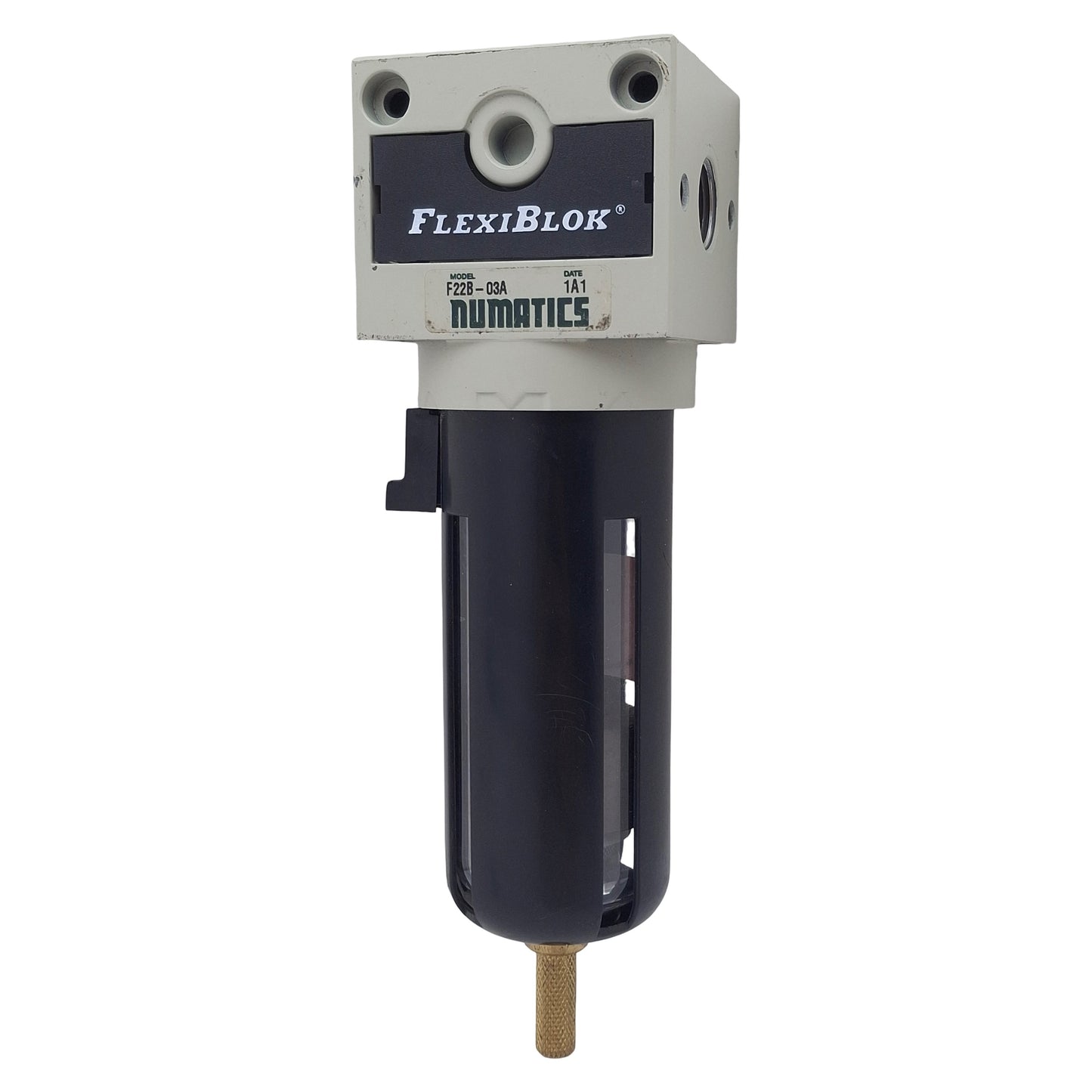 Used Numatics F22B-03A Pneumatic Air Filter, 3/8in NPT, 0-150psi, 5µm, 65SCFM