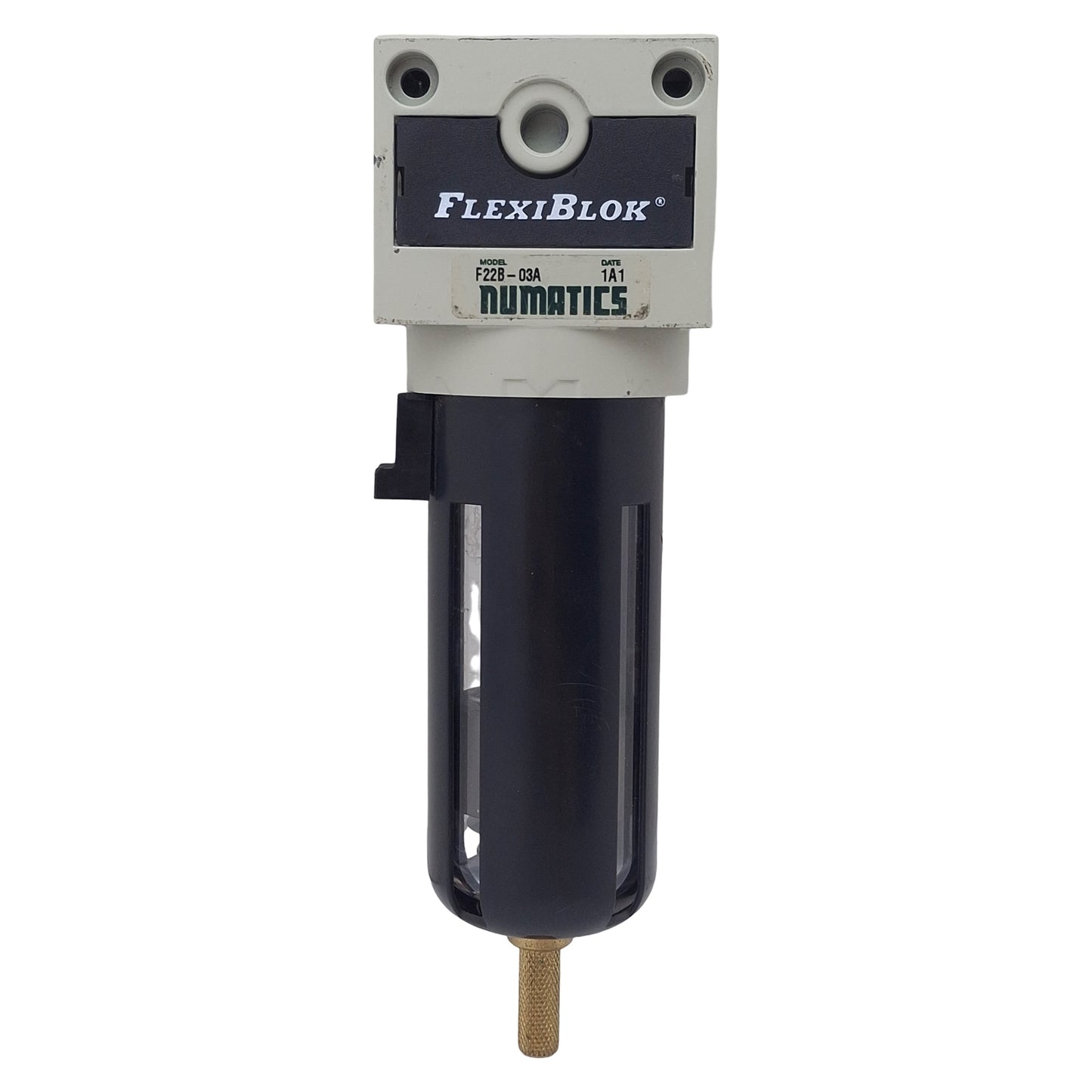 Used Numatics F22B-03A Pneumatic Air Filter, 3/8in NPT, 0-150psi, 5µm, 65SCFM