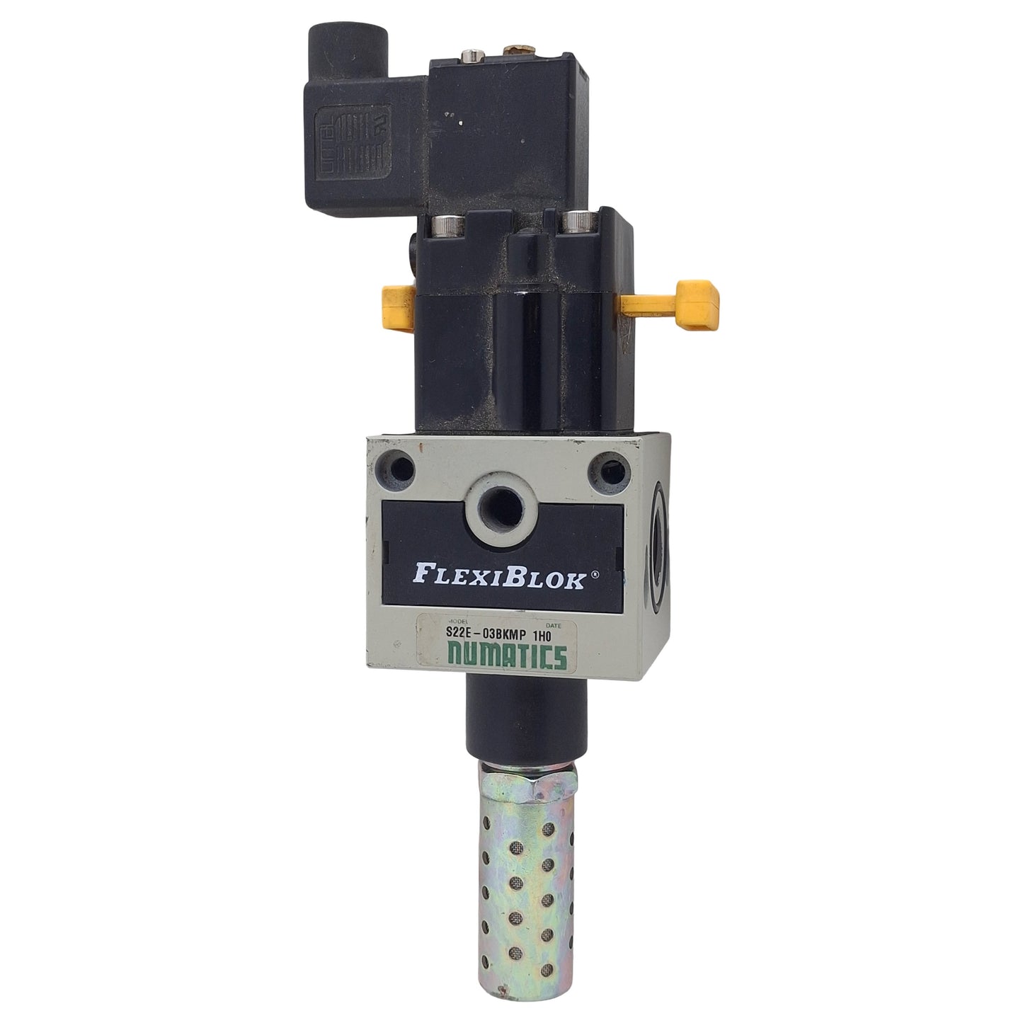 Used Numatics S22E-03BKMP Quick Exhaust Solenoid Valve, 3/8in NPT, 150psi, 24VDC Coil