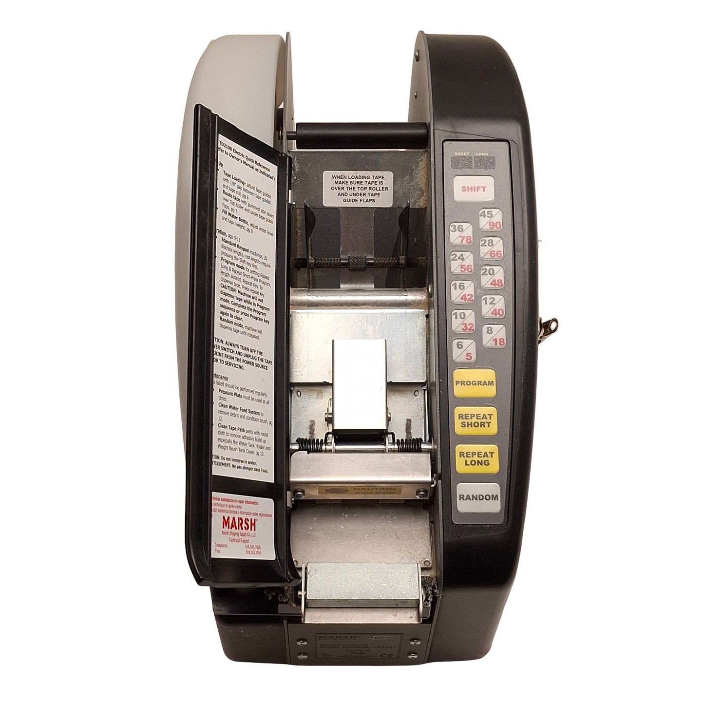 Used Marsh TDE110 Portable Manual Hand Tape Dispenser, 1 to 3in Width, Paper & Kraft