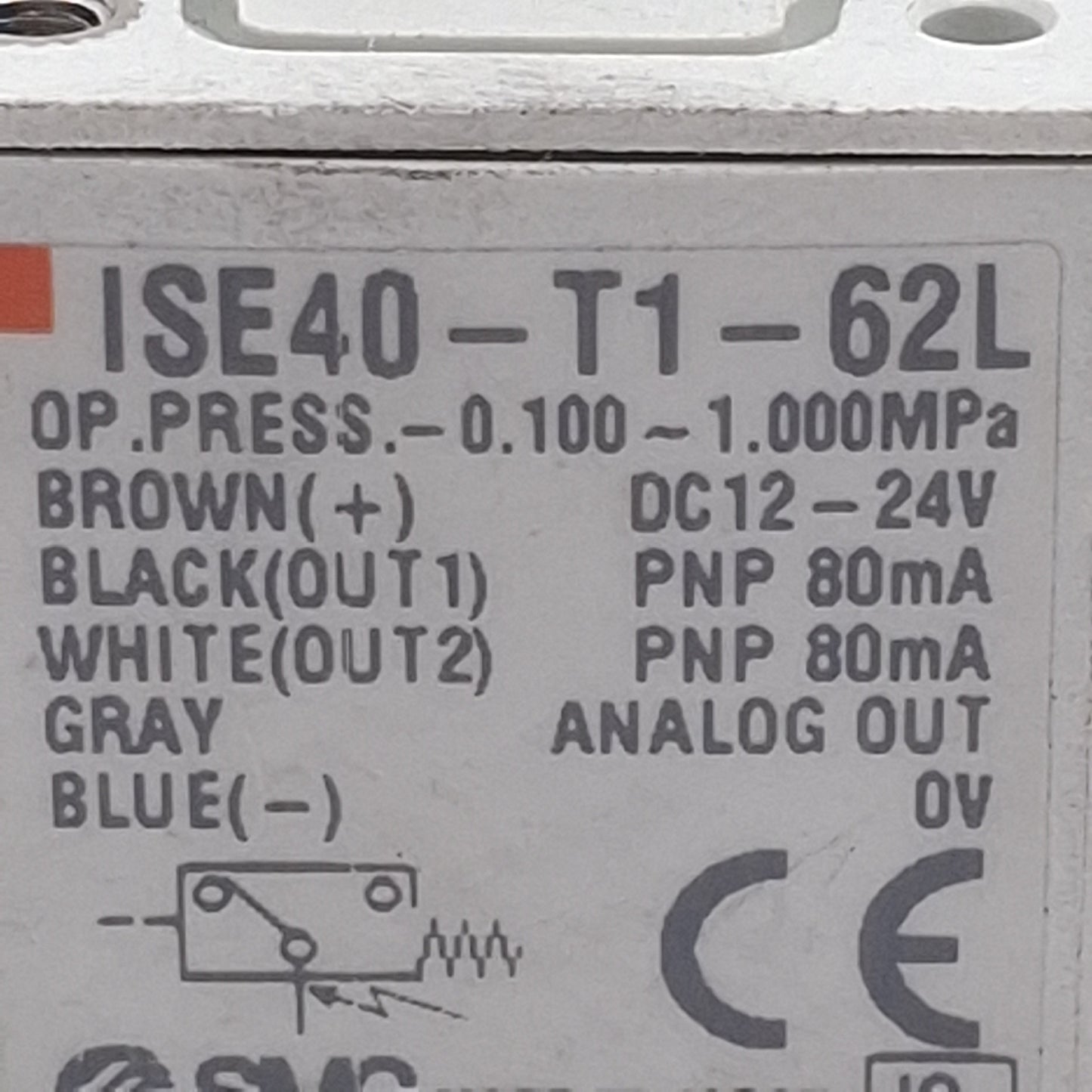Used SMC ISE40-T1-62L Digital Pressure Switch, PNP, -0.1~1.0MPa, 12-24VDC, 1/8" NPT