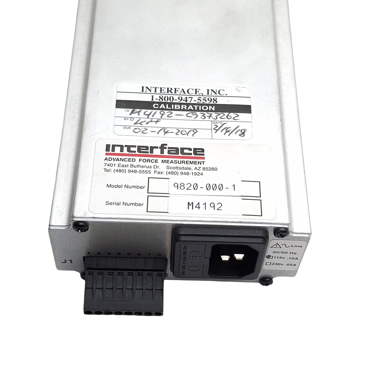 Used Interface 9820-000-1 Digital Indicator, 1-Channel, 115VAC, +/- 25mV & 50mV Input