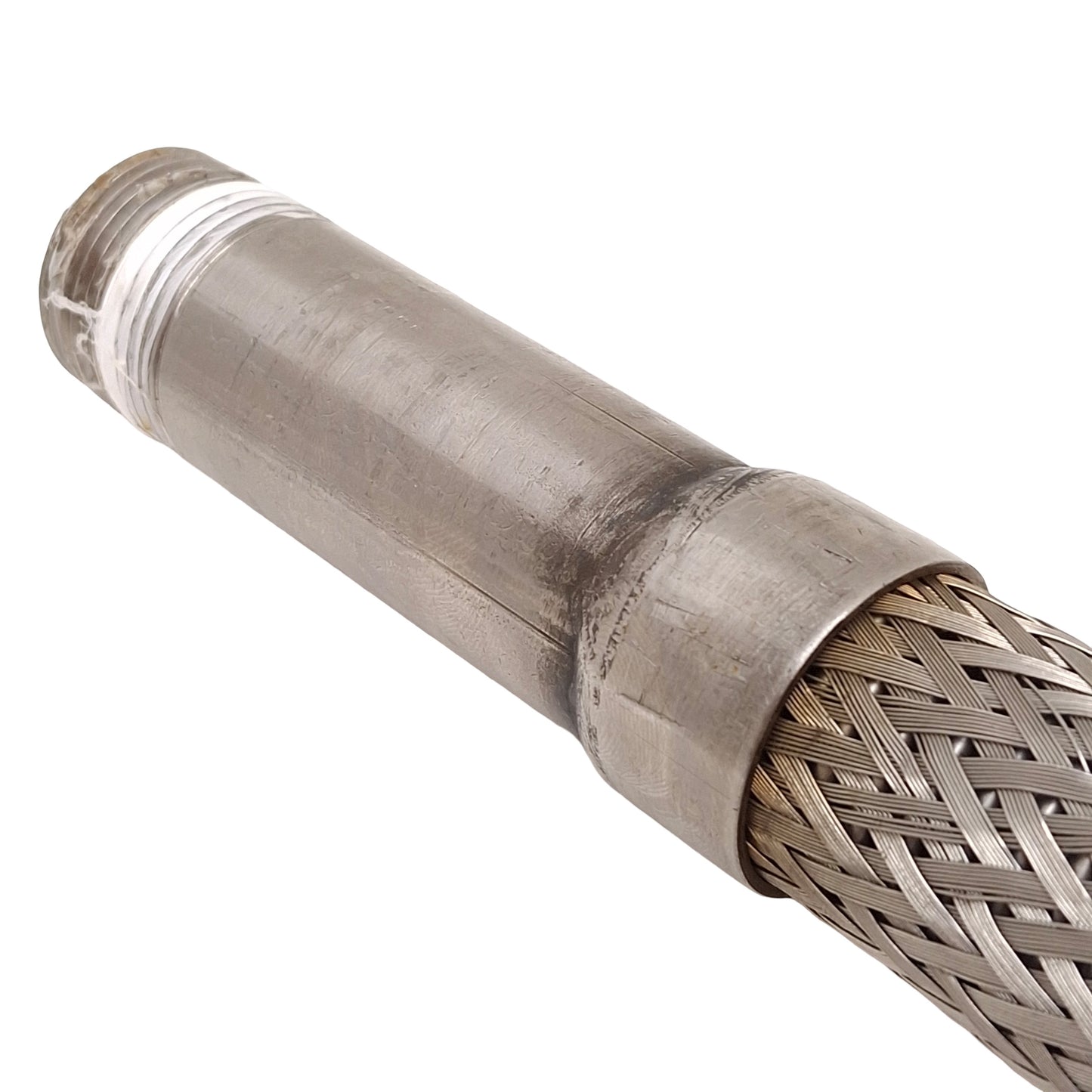 Used Stainless Steel Braided Hose, 3/4in NPT Male, 40in Braided, 48in Overall Length