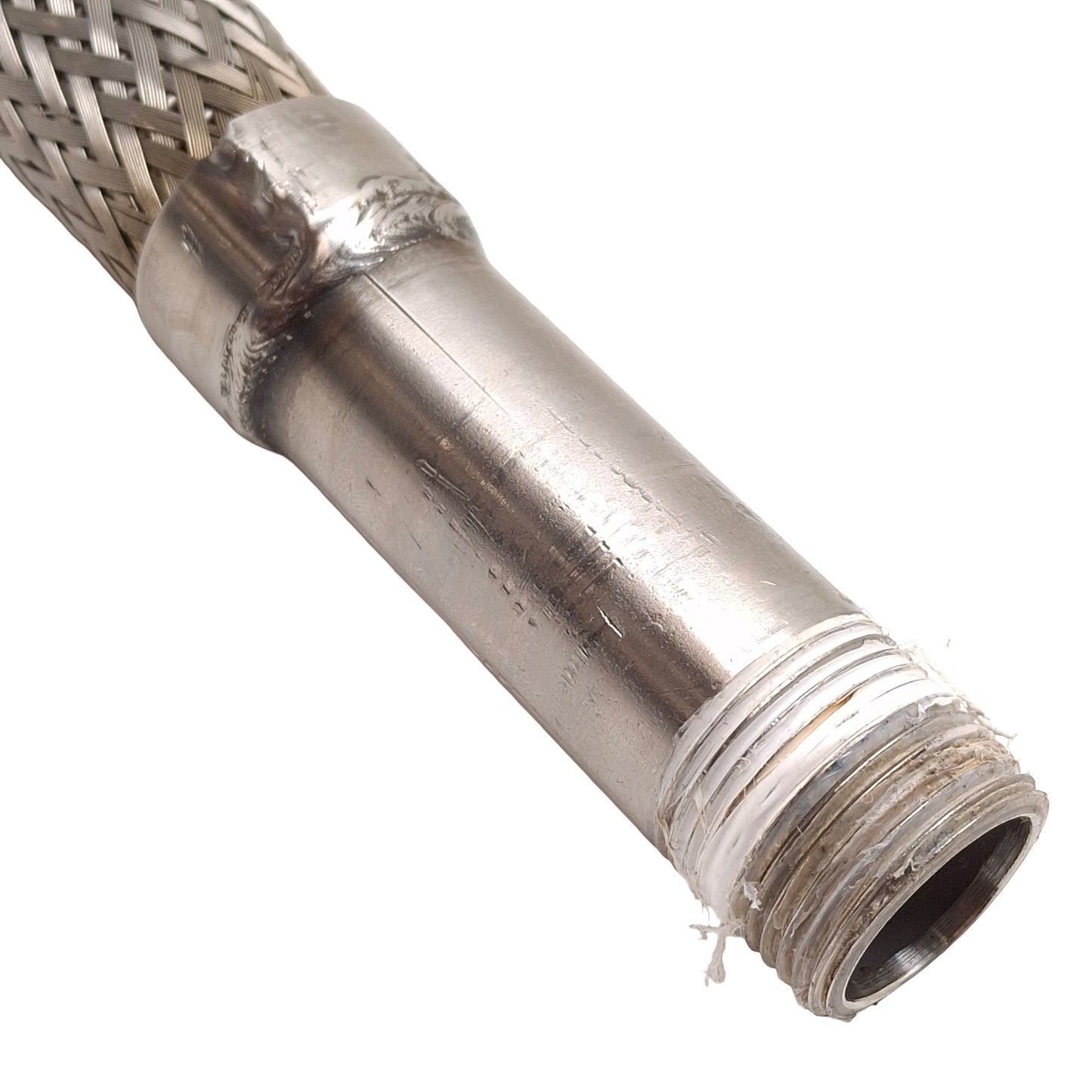 Used Stainless Steel Braided Hose, 3/4in NPT Male, 40in Braided, 48in Overall Length