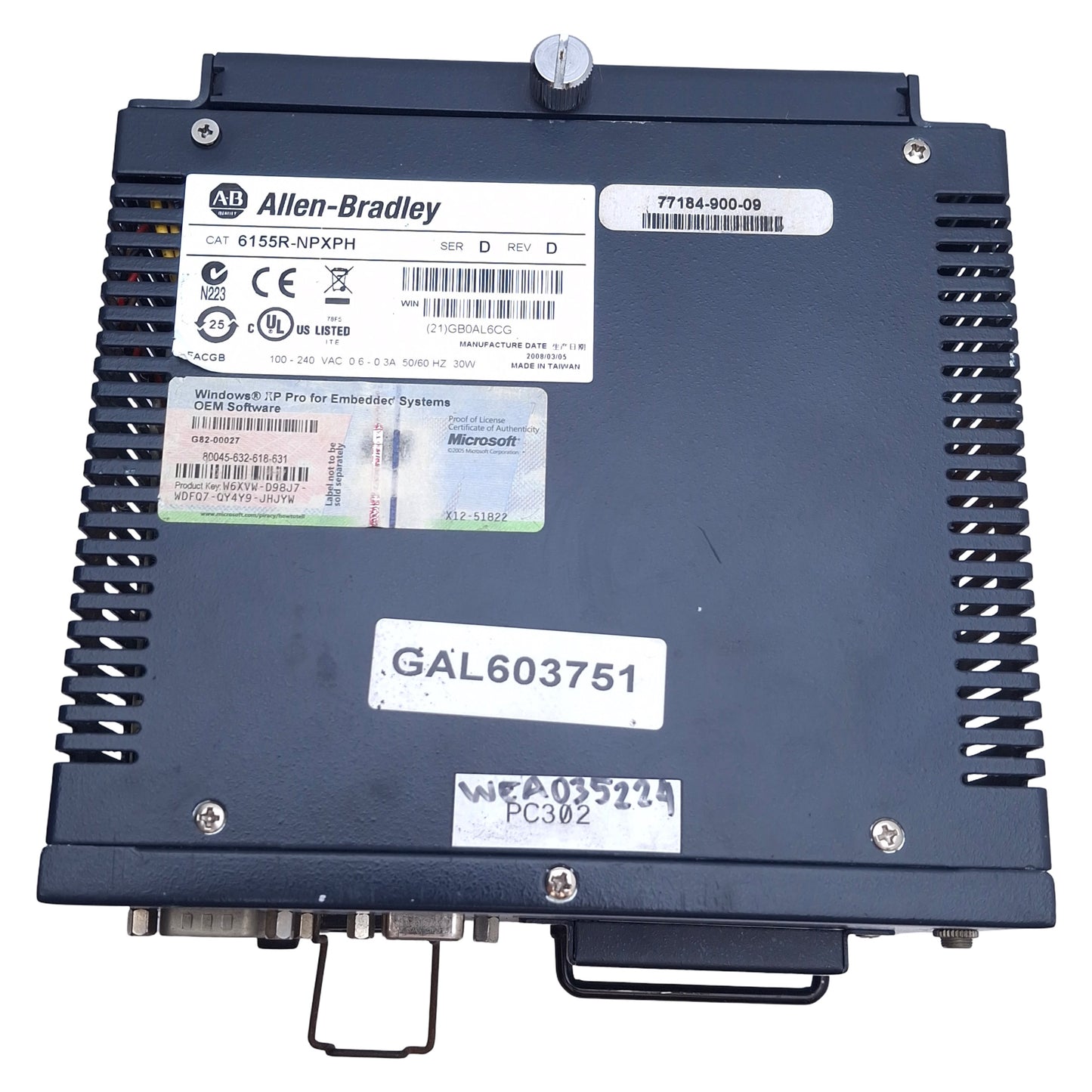 Used Allen Bradley 6155R-NPXPH Industrial PC Intel Celeron M 1GHz *Damaged USB Slot*