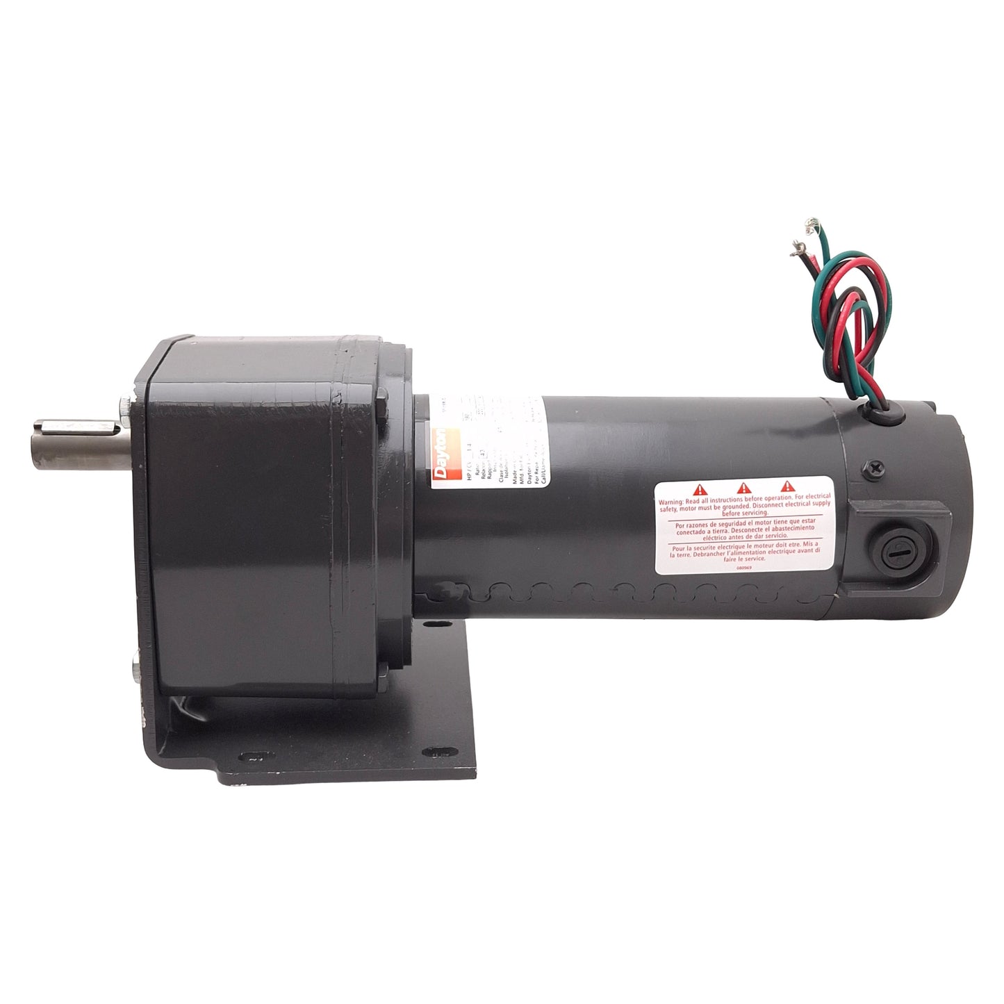 Used Dayton 6ML52 DC Gearmotor, 43:1, 1/4HP, 180VDC, 62rpm, 220in-lbs, ø3/4in Shaft